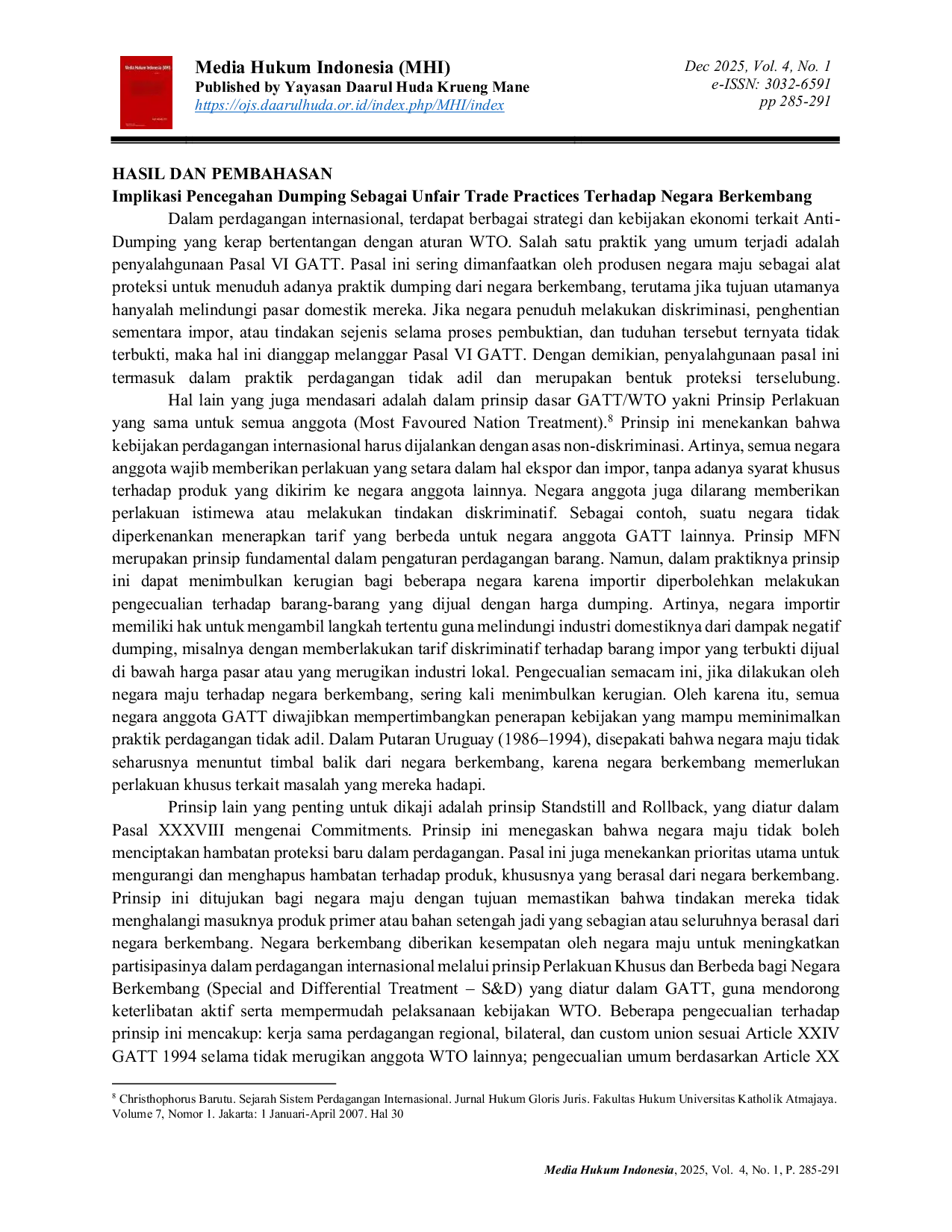 JURIS Tinjauan Kebijakan Anti Dumping Indonesia dalam Menghadapi Praktik Perdagangan Tidak Adil terhadap Negara Berkembang