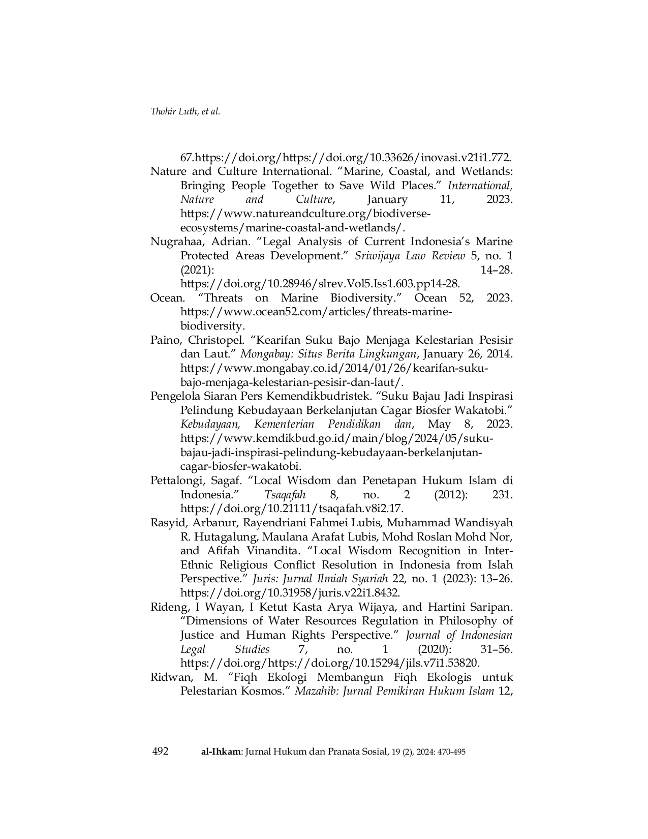 JURIS Ecological Wisdom of The Bajo Tribe in The Perspective of Fiqh al Bi ah and Green Constitution