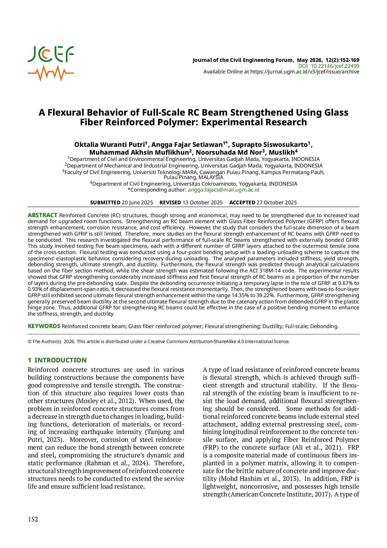JURIS A Flexural Behavior of Full Scale RC Beam Strengthened Using Glass Fiber Reinforced Polymer Experimental Research