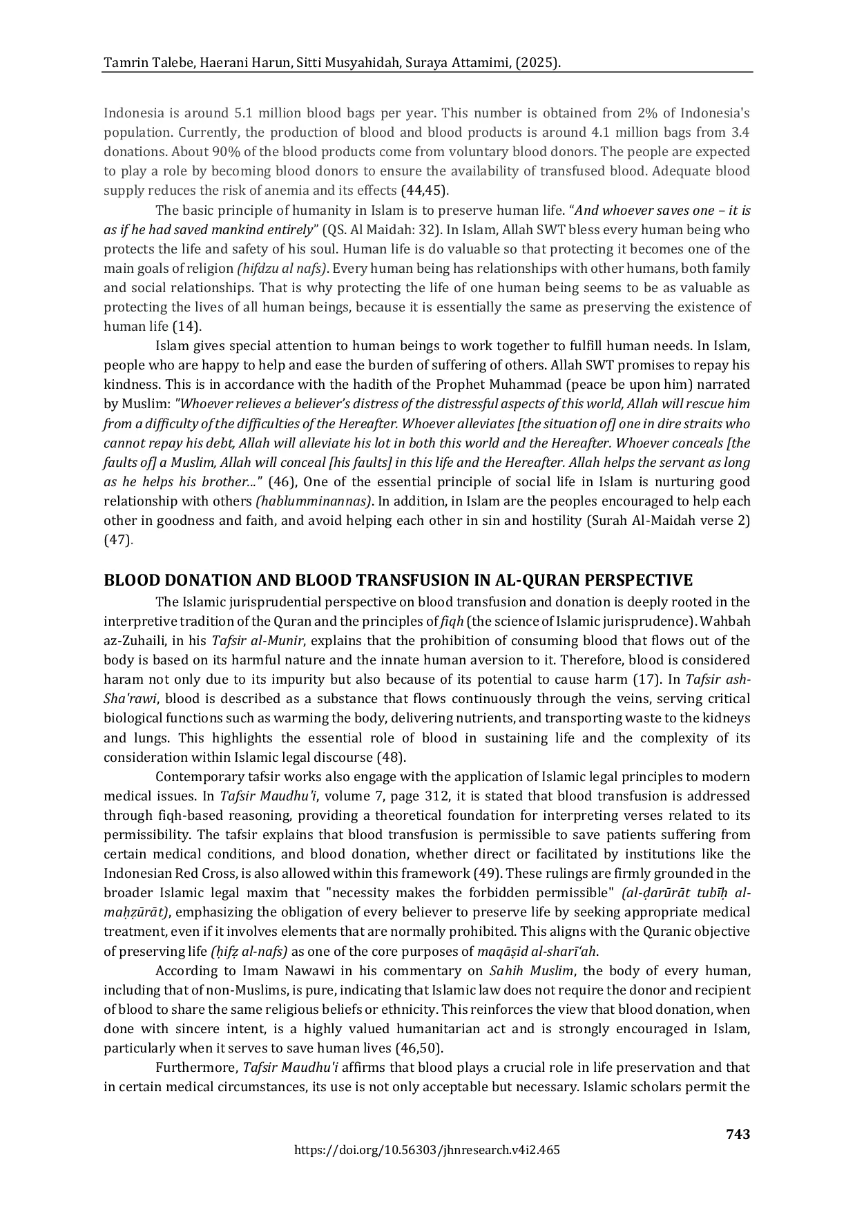 JURIS Blood Transfusion In Islam An Integrative Analysis Of Quranic Interpretation Medical Ethics And Social Perspectives