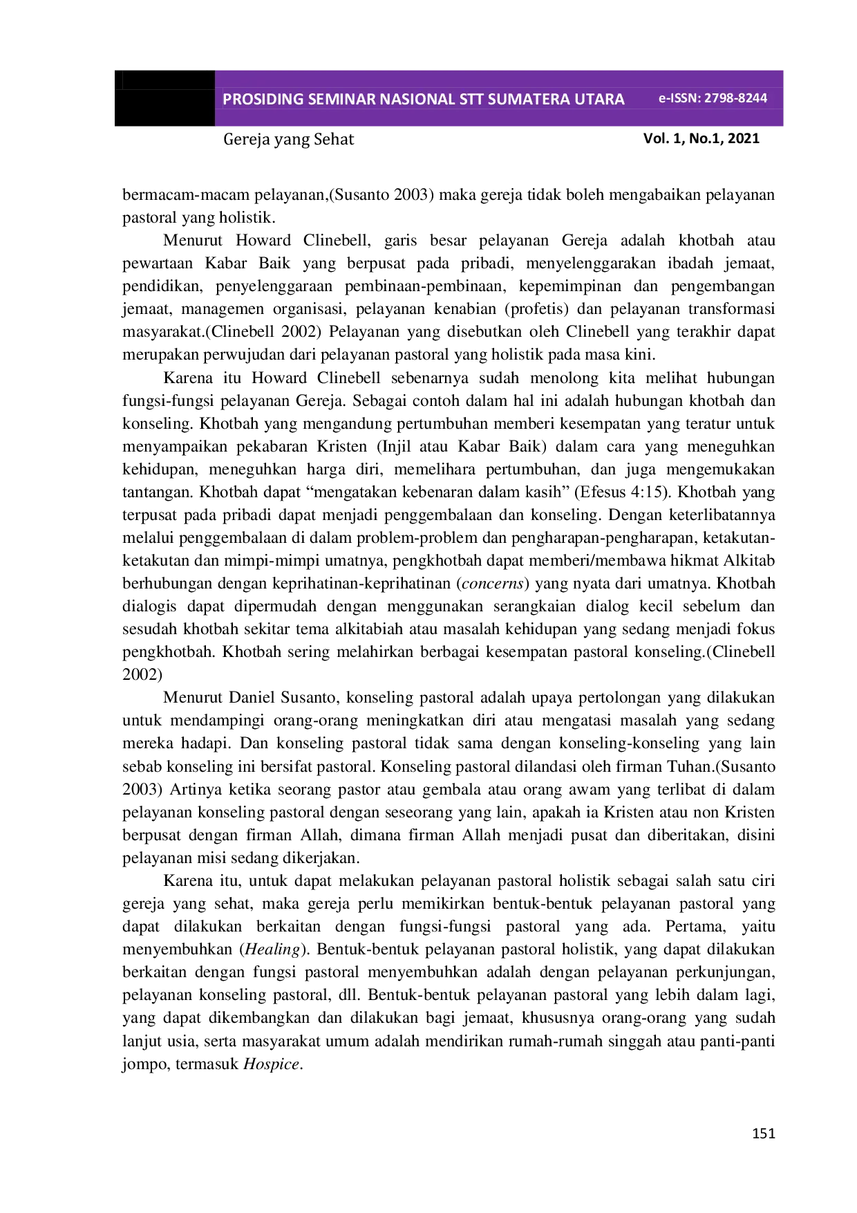 JURIS Pelayanan Pastoral yang Holistik