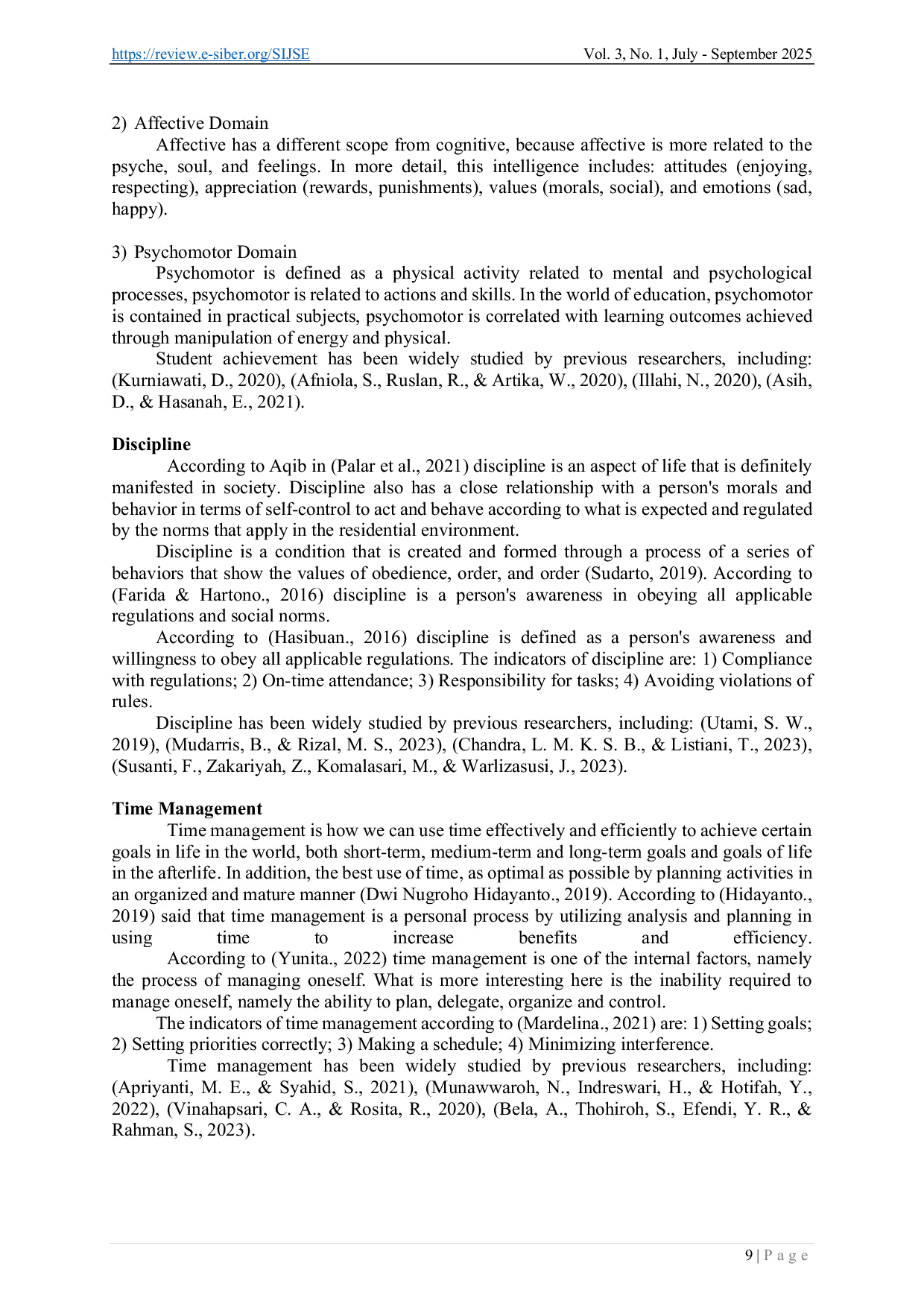 JURIS The Role of Discipline and Time Management in Improving Student Achievement in Sports