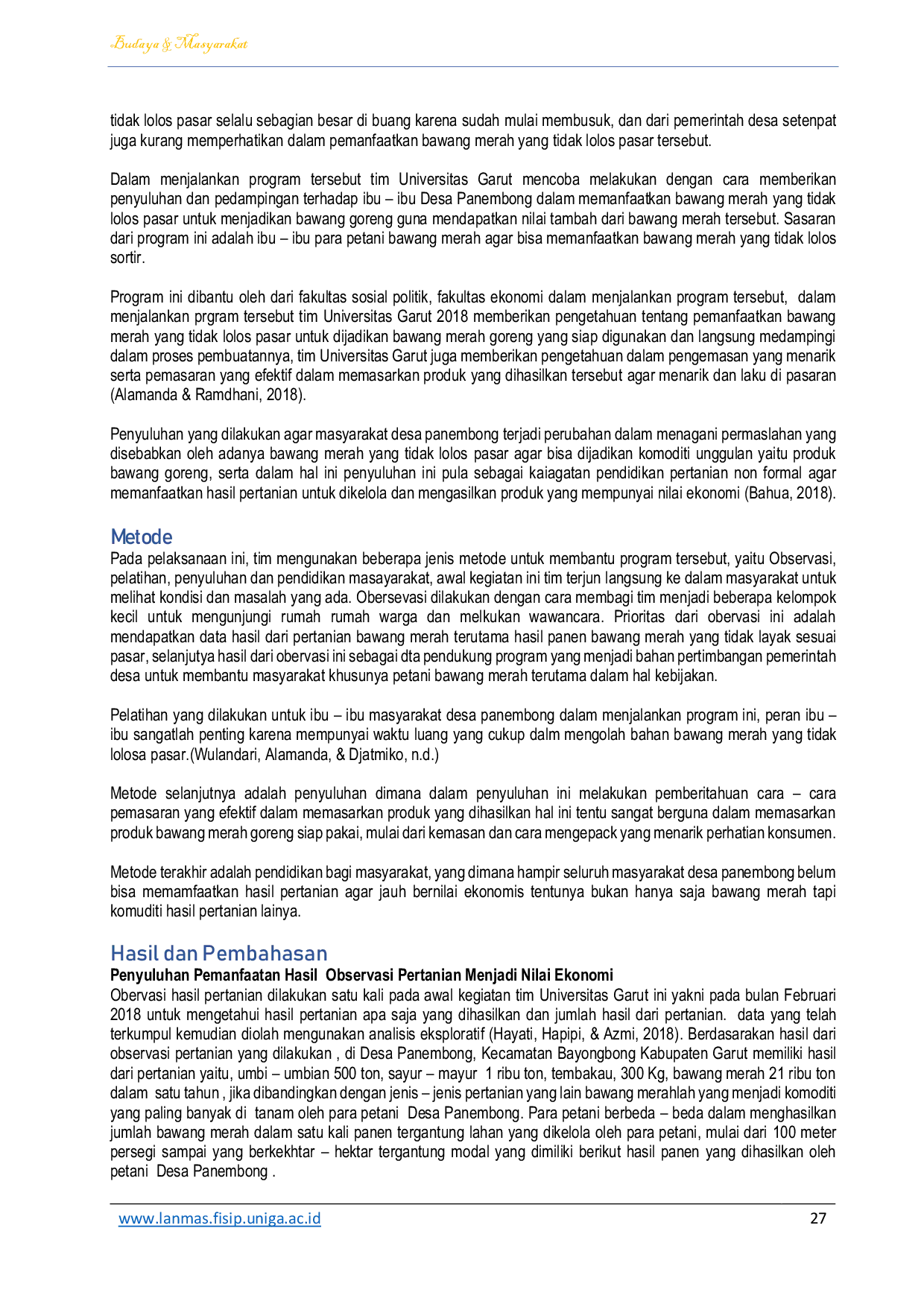 JURIS Penyuluhan Pengelohan Bawang Merah Untuk Menambah Nilai Ekonomi