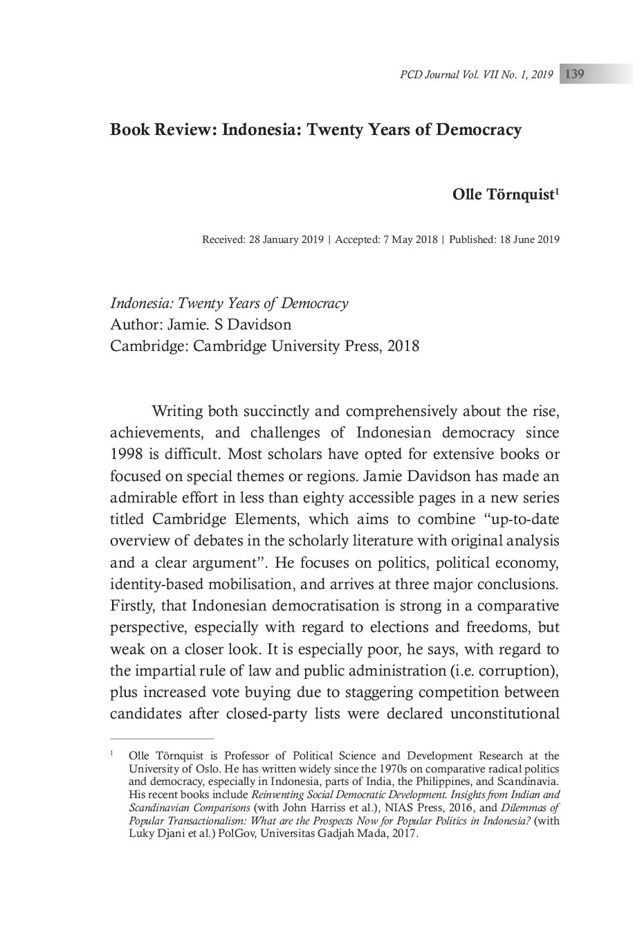 JURIS Book Review Indonesia Twenty Years of Democracy