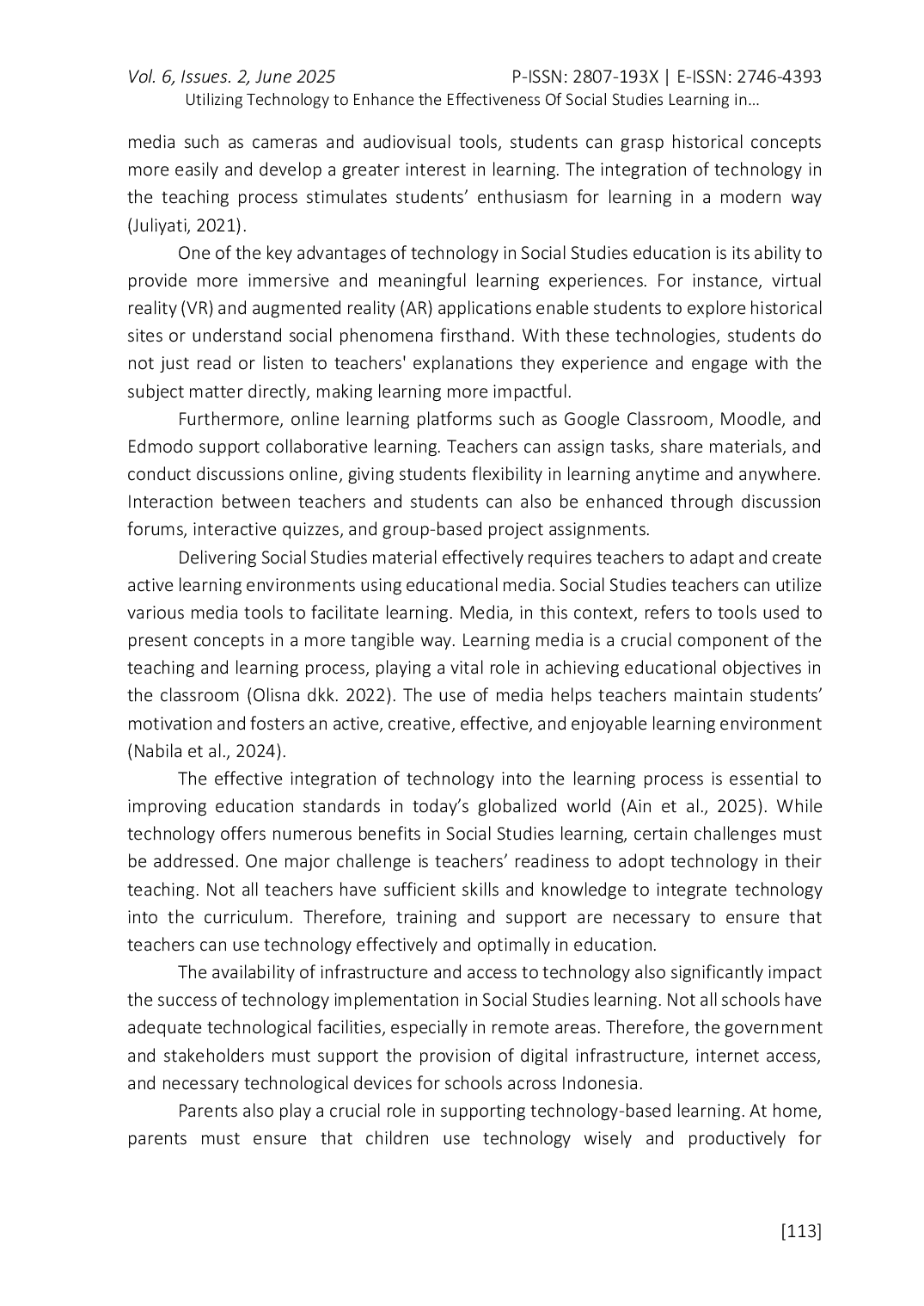 JURIS Utilizing Technology to Enhance the Effectiveness of Social Studies Learning in Elementary Schools Mi