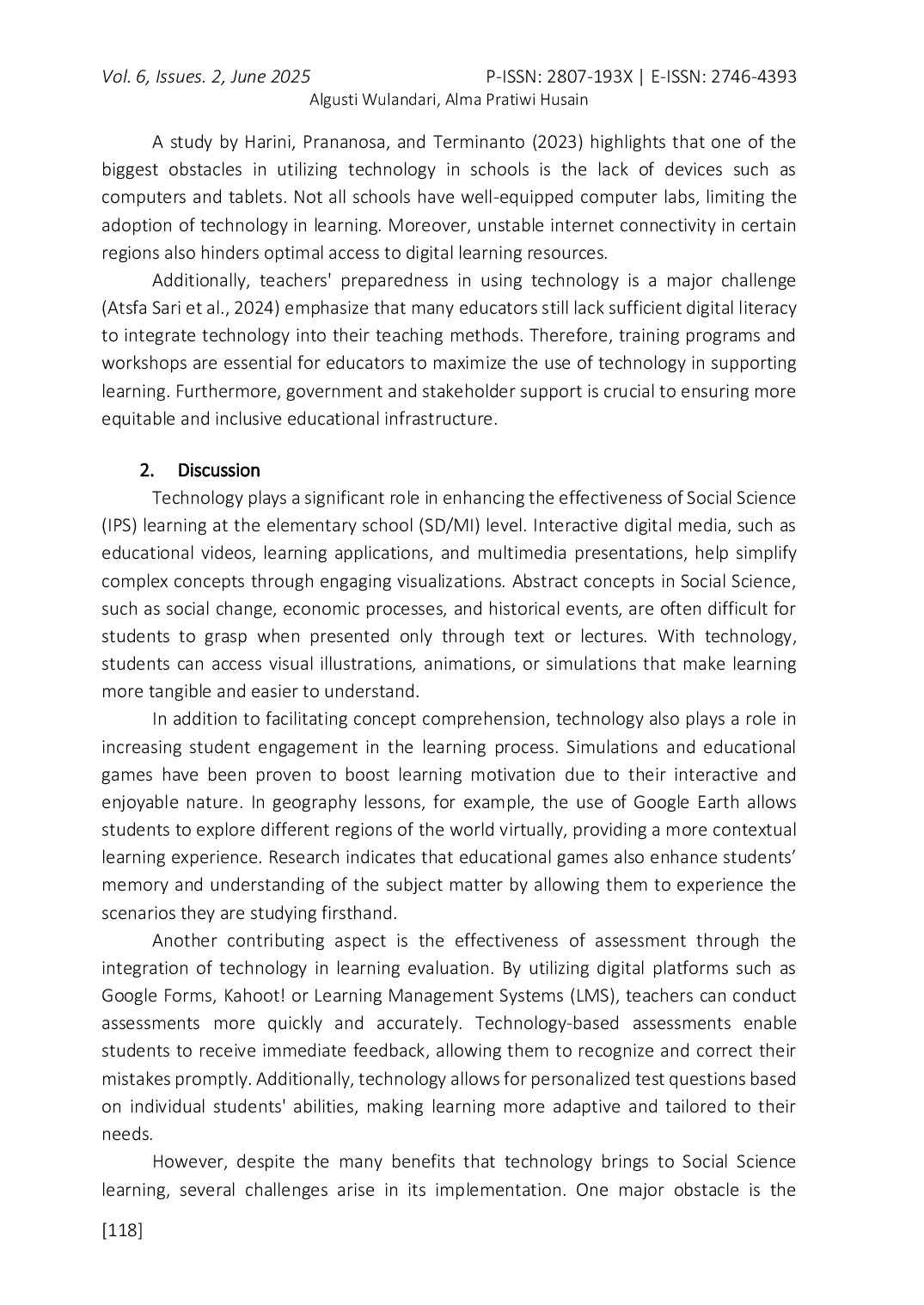 JURIS Utilizing Technology to Enhance the Effectiveness of Social Studies Learning in Elementary Schools Mi