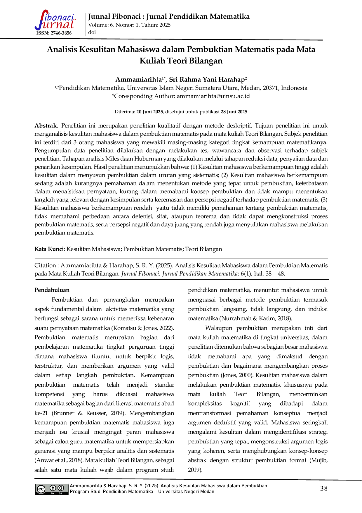 JURIS Analisis Kesulitan Mahasiswa dalam Pembuktian Matematis pada Mata Kuliah Teori Bilangan