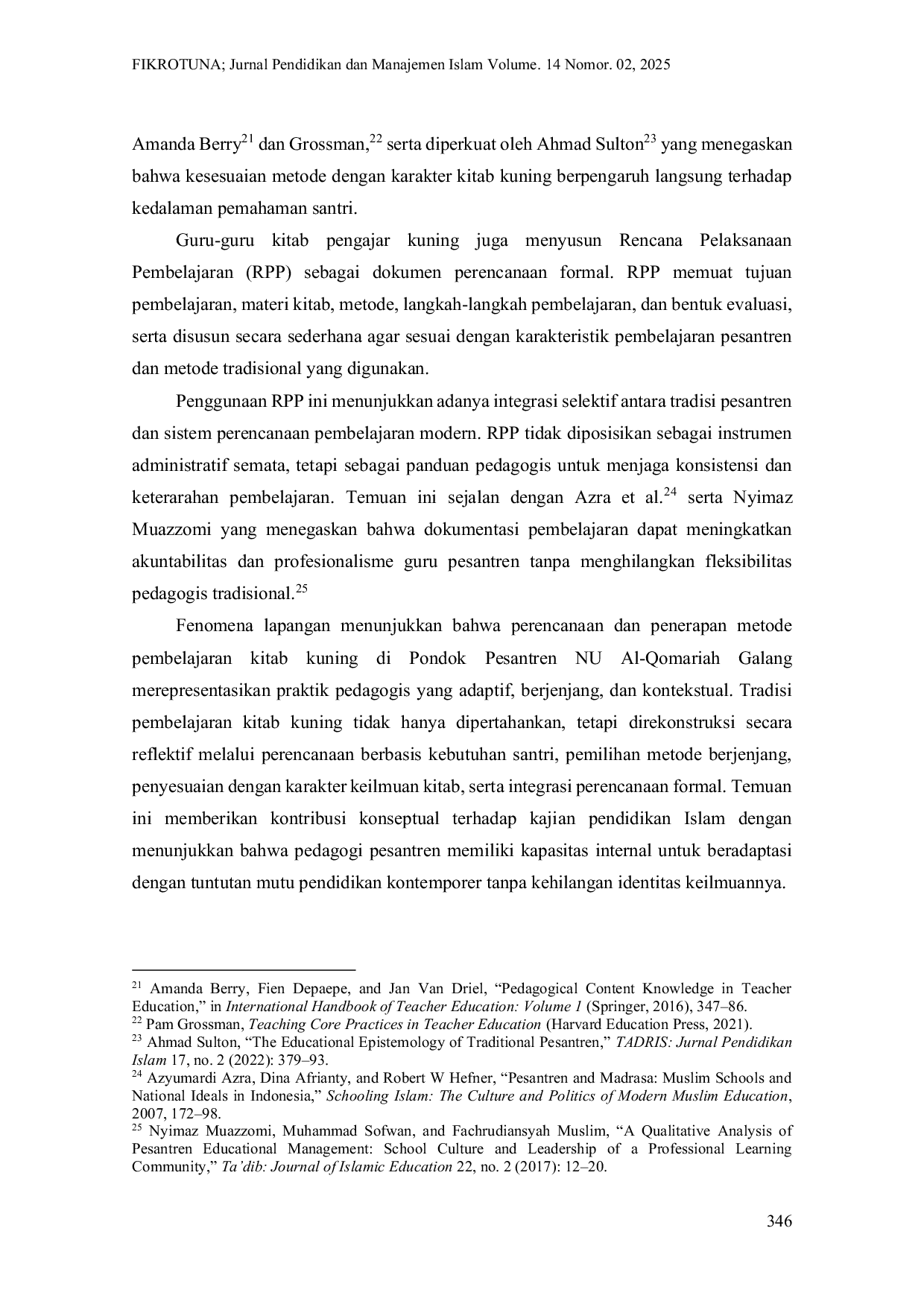 JURIS Implementasi Metode Pendidikan Islam dalam Pembelajaran Kitab Kuning Di Pondok Pesantren NU Al Qomariah Galang