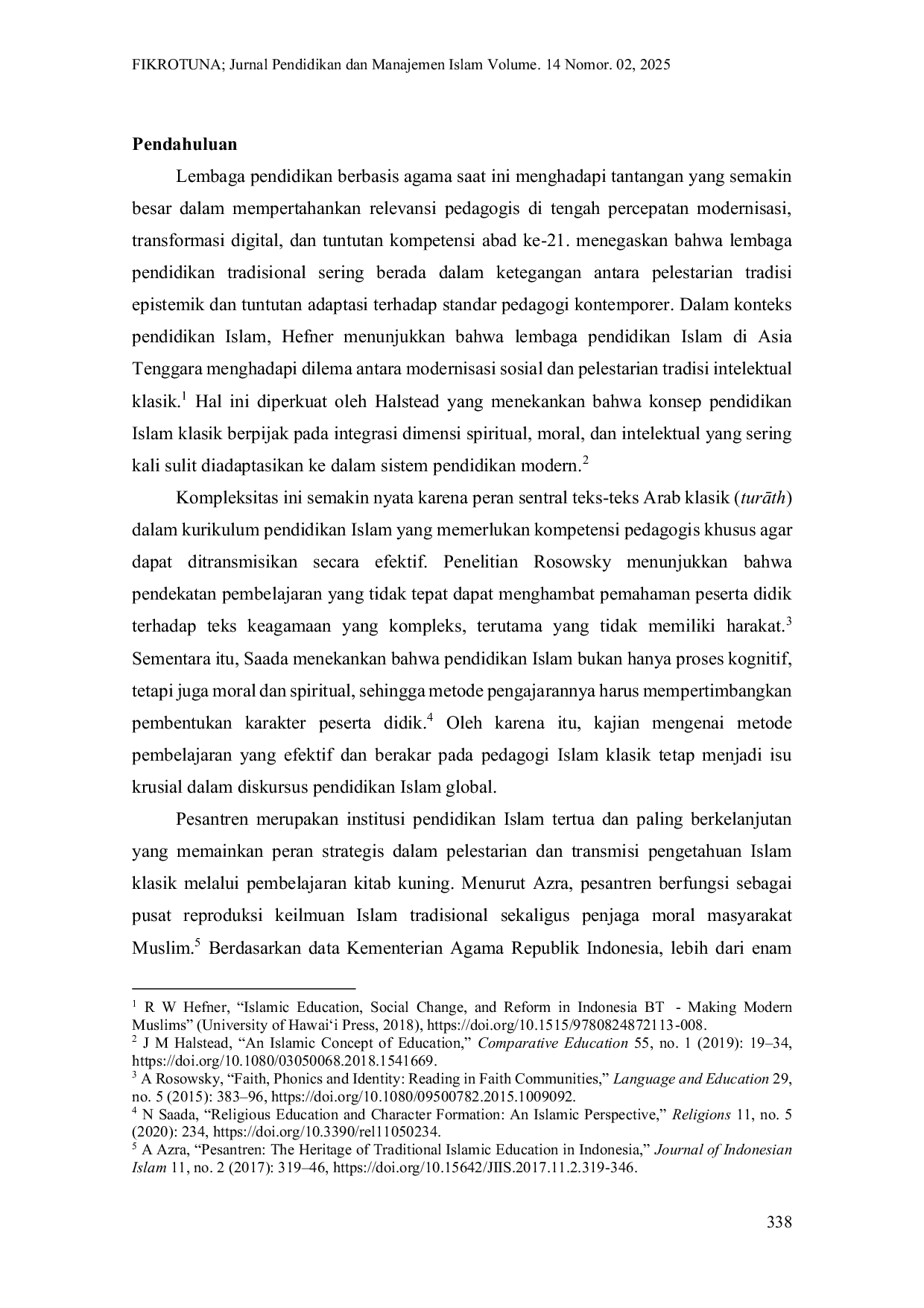 JURIS Implementasi Metode Pendidikan Islam dalam Pembelajaran Kitab Kuning Di Pondok Pesantren NU Al Qomariah Galang