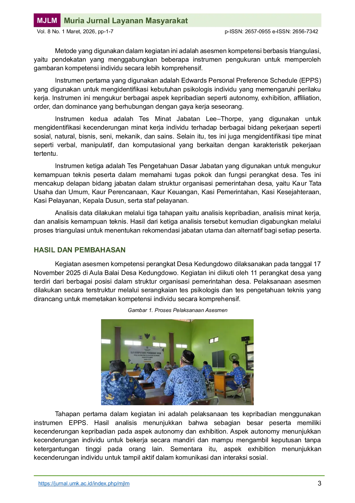 JURIS Competency Mapping of Village Officials through Psychological and Technical Assessments to Support Merit Based Position Structuring