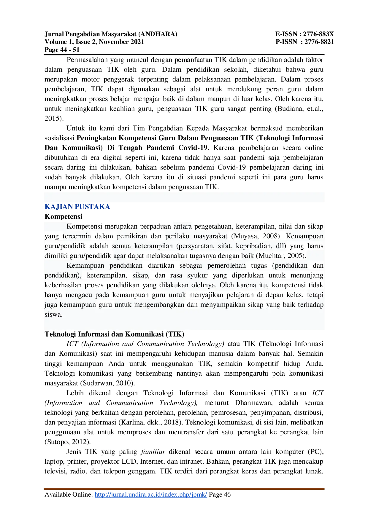 JURIS Peningkatan Kompetensi Guru Dalam Penguasaan TIK Teknologi Informasi dan Komunikasi Di Tengah Pandemi COVID 19