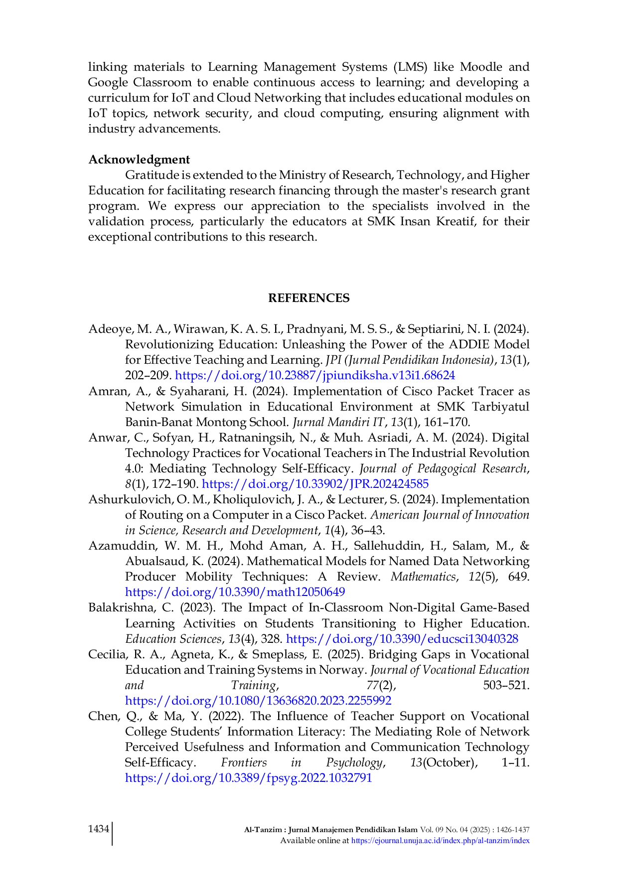 JURIS Enhancing Vocational Teachers Competence A Cisco Packet Tracer Based Simulation Model for Network Administration