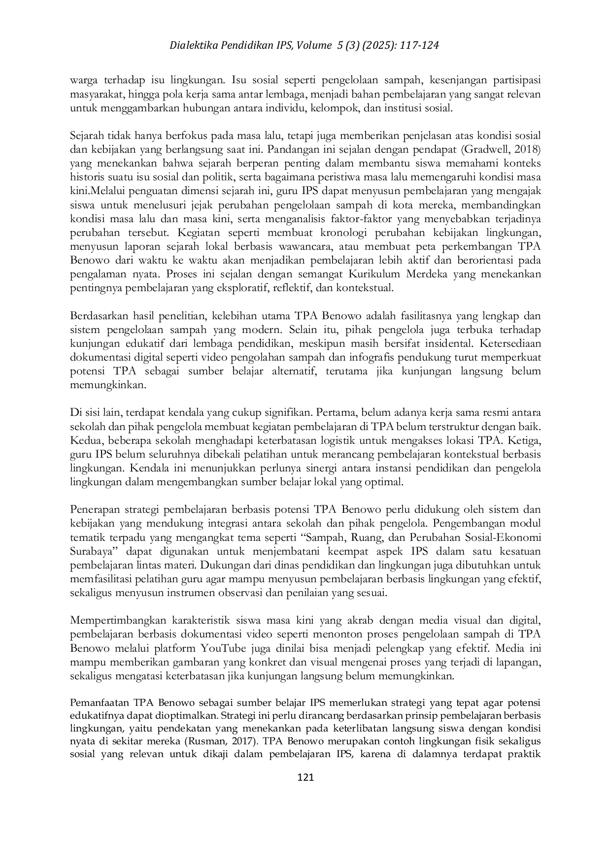 JURIS Kajian Potensi Tempat Pemrosesan Akhir TPA Benowo Sebagai Sumber Belajar IPS