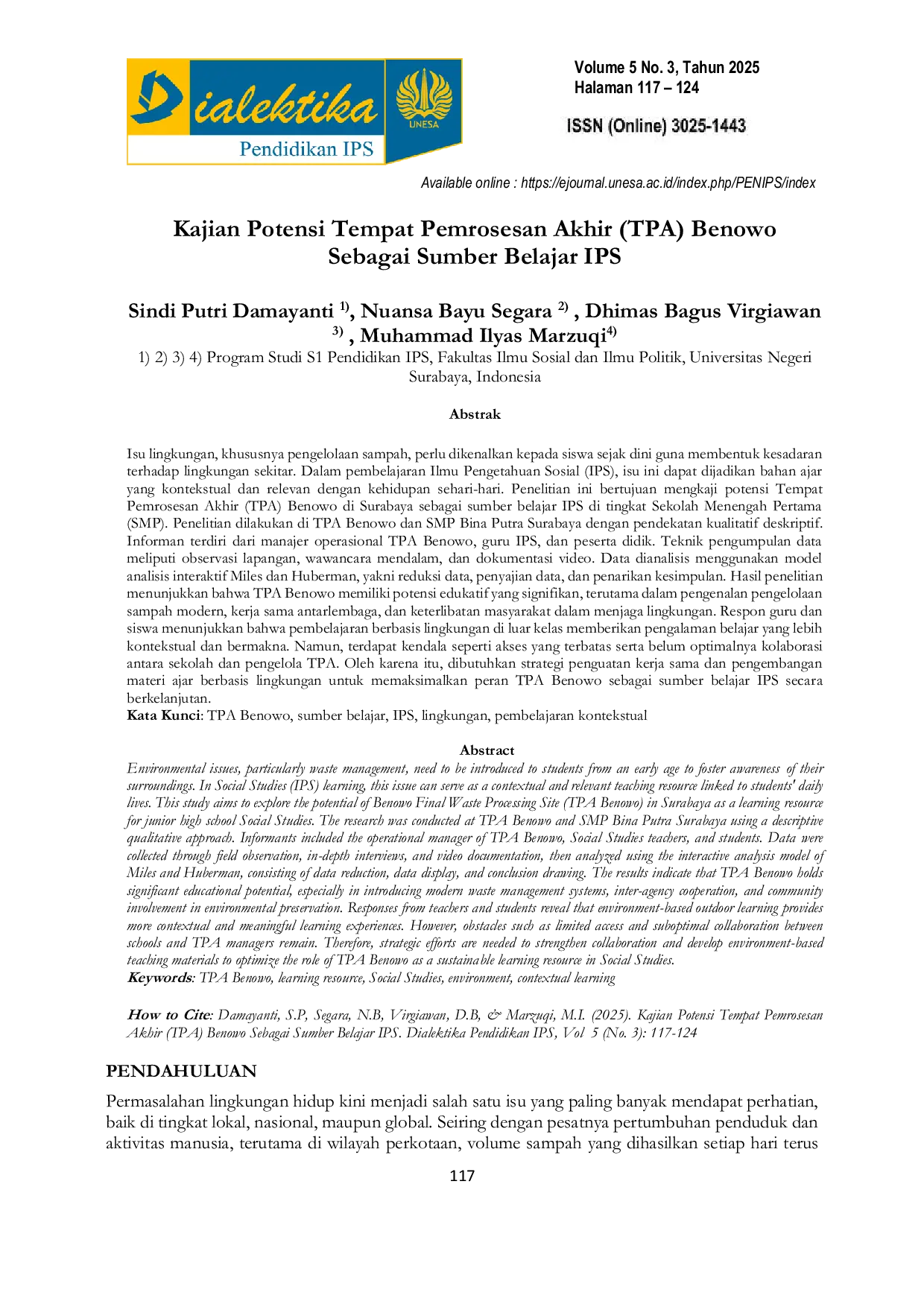 JURIS Kajian Potensi Tempat Pemrosesan Akhir TPA Benowo Sebagai Sumber Belajar IPS