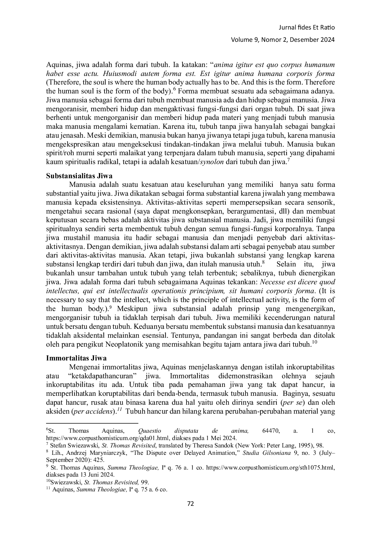 JURIS Jiwa Manusia dalam Pemikiran Metafisika St Thomas Aquinas