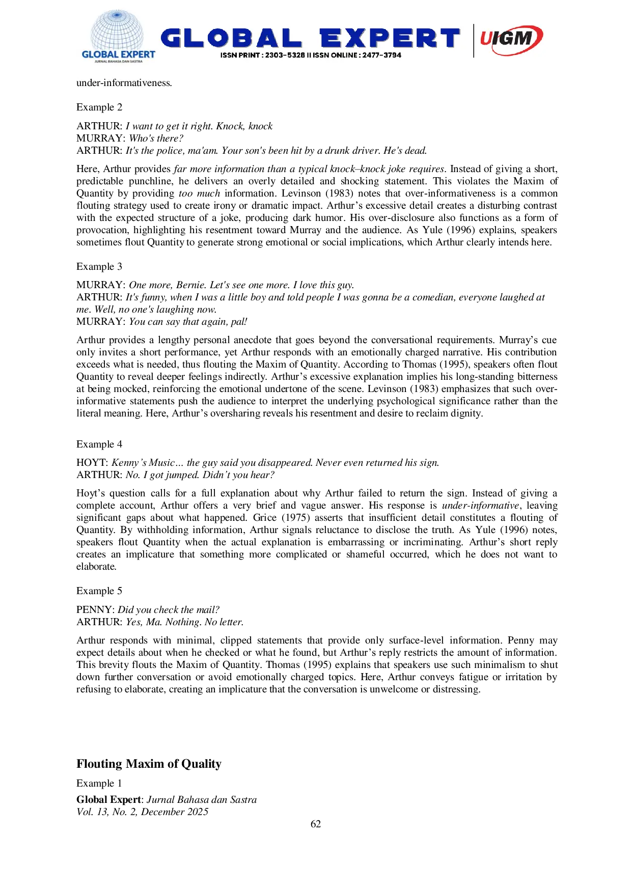 JURIS Breaking the Rules An Analysis of Flouting Maxim in Joker 2019