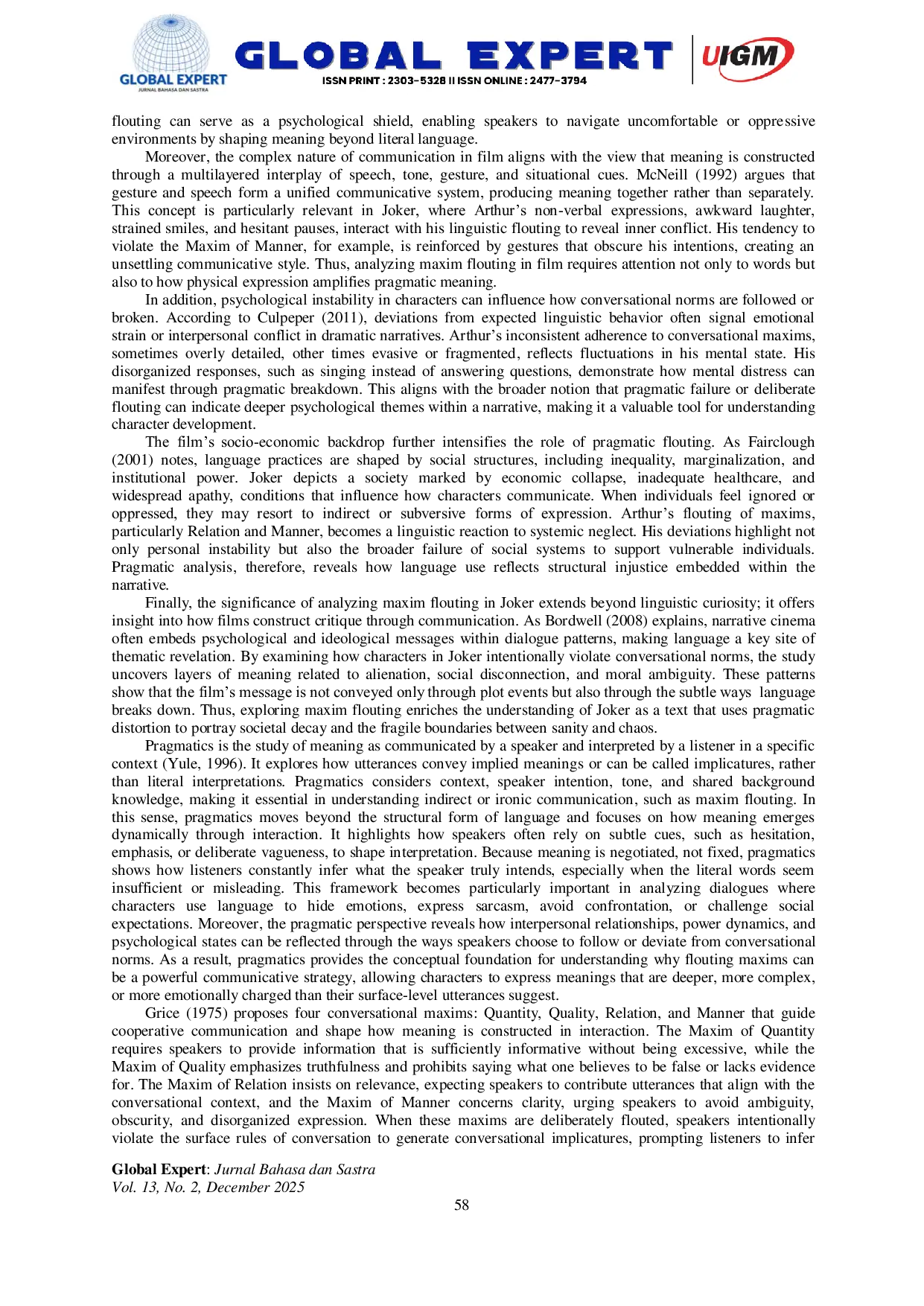 JURIS Breaking the Rules An Analysis of Flouting Maxim in Joker 2019
