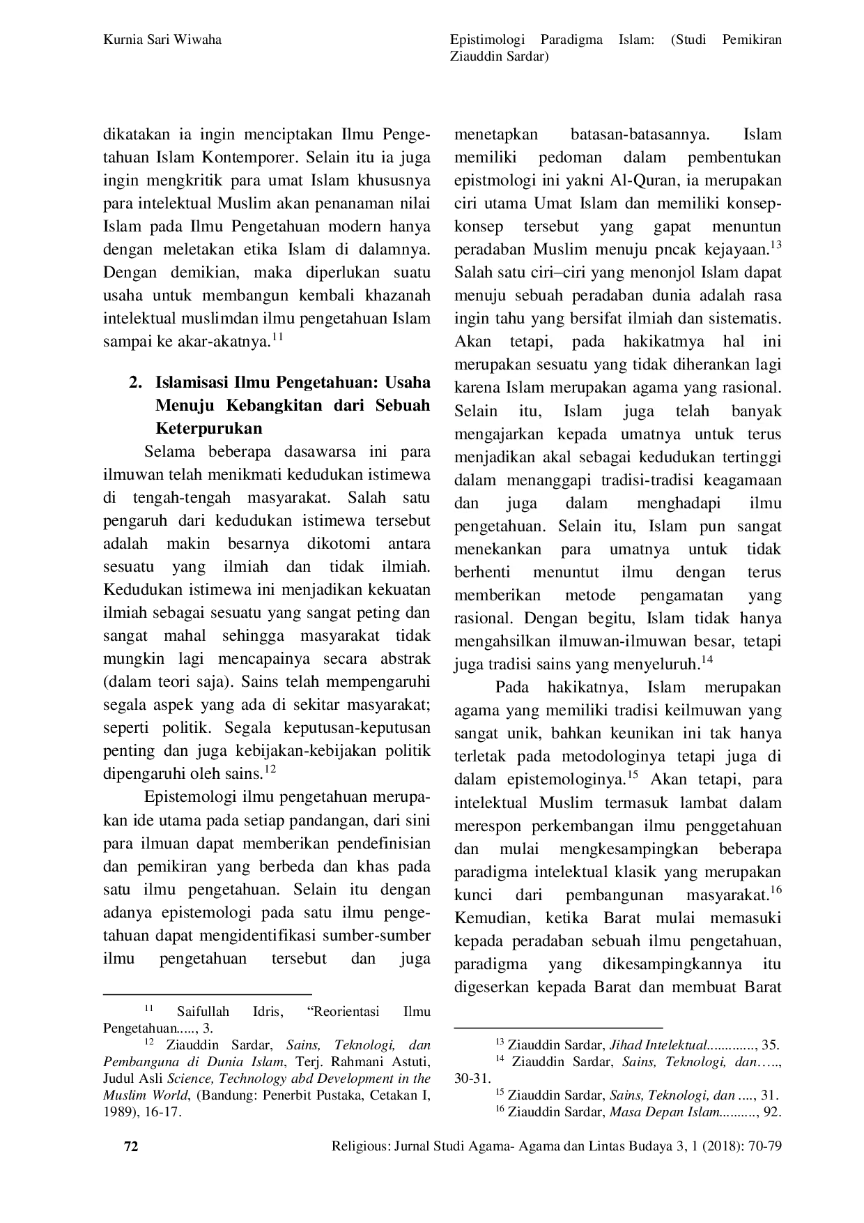 JURIS EPISTIMOLOGI PARADIGMA ISLAM Studi Pemikiran Ziauddin Sardar