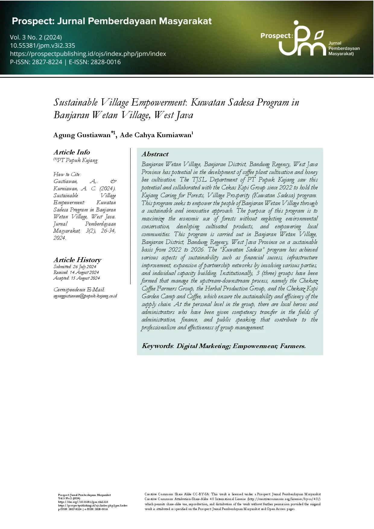 juris Sustainable Village Empowerment Kuwatan Sadesa Program in Banjaran Wetan Village West Jawa