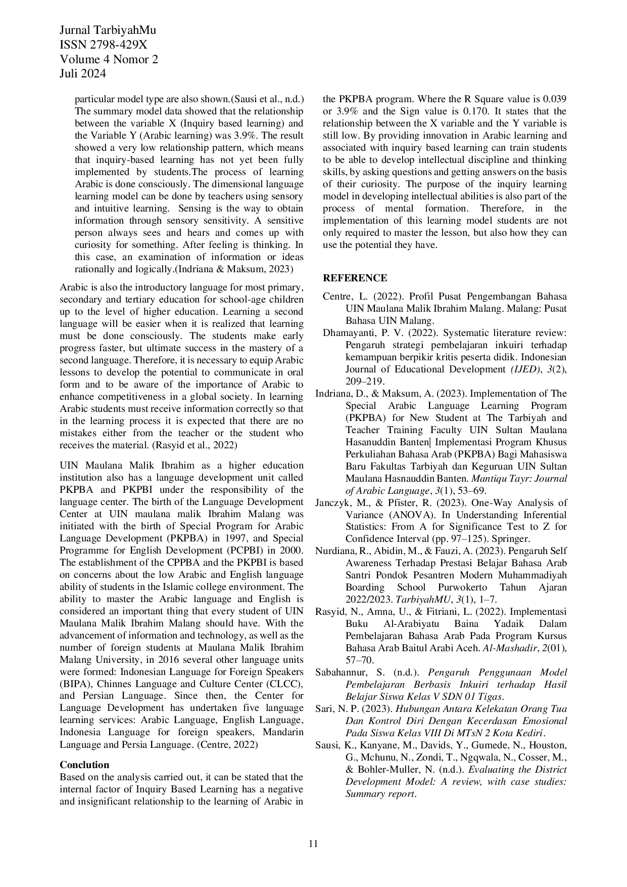 JURIS The Relationship Between Inquiry Based Learning And Arabic Learning For Students Of The Arabic Language Center
