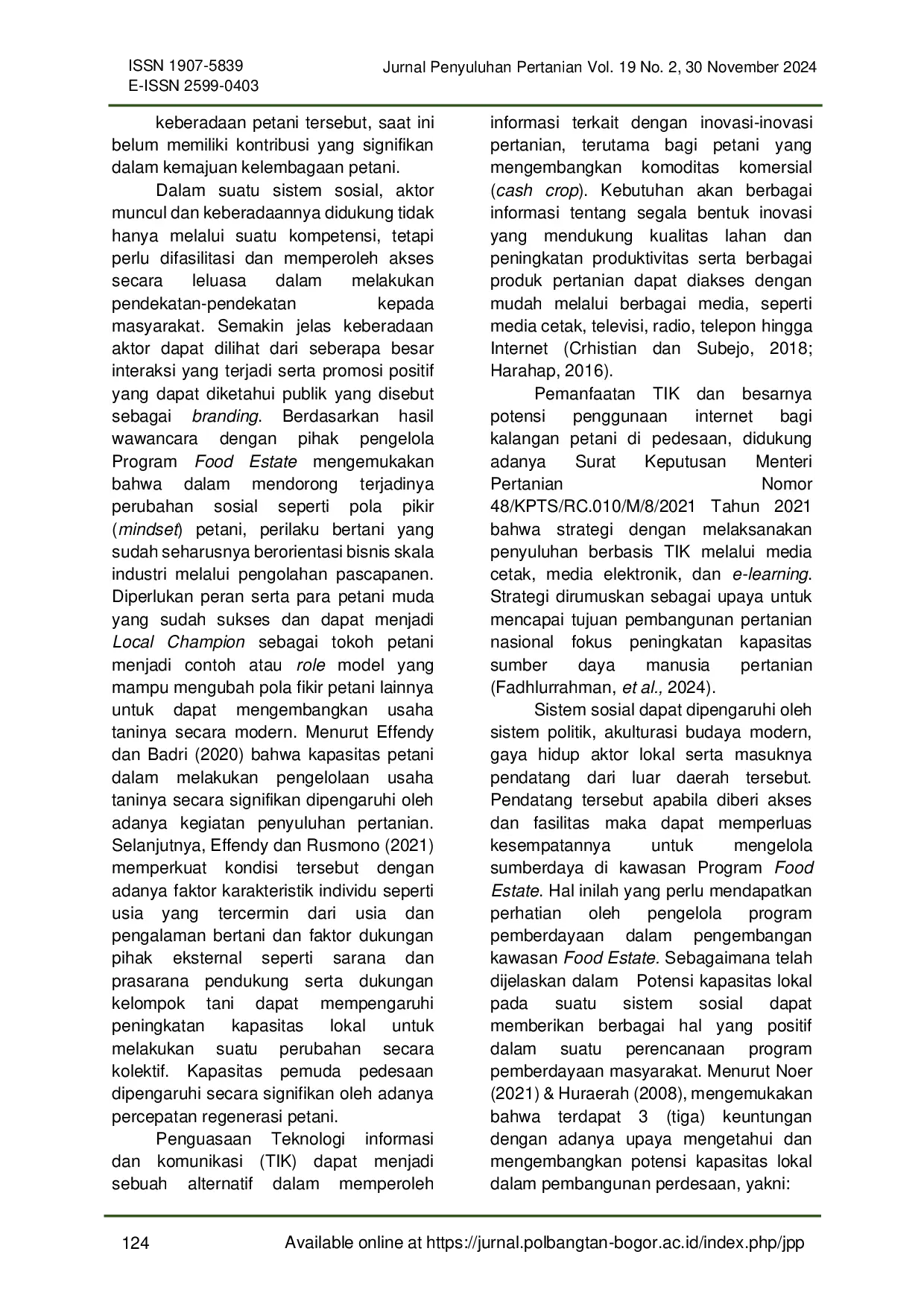 JURIS Analisis Potensi Kapasitas Lokal Pemberdayaan Kelembagaan Ekonomi Petani pada Program Food Estate di Kabupaten Humbang Hasundutan