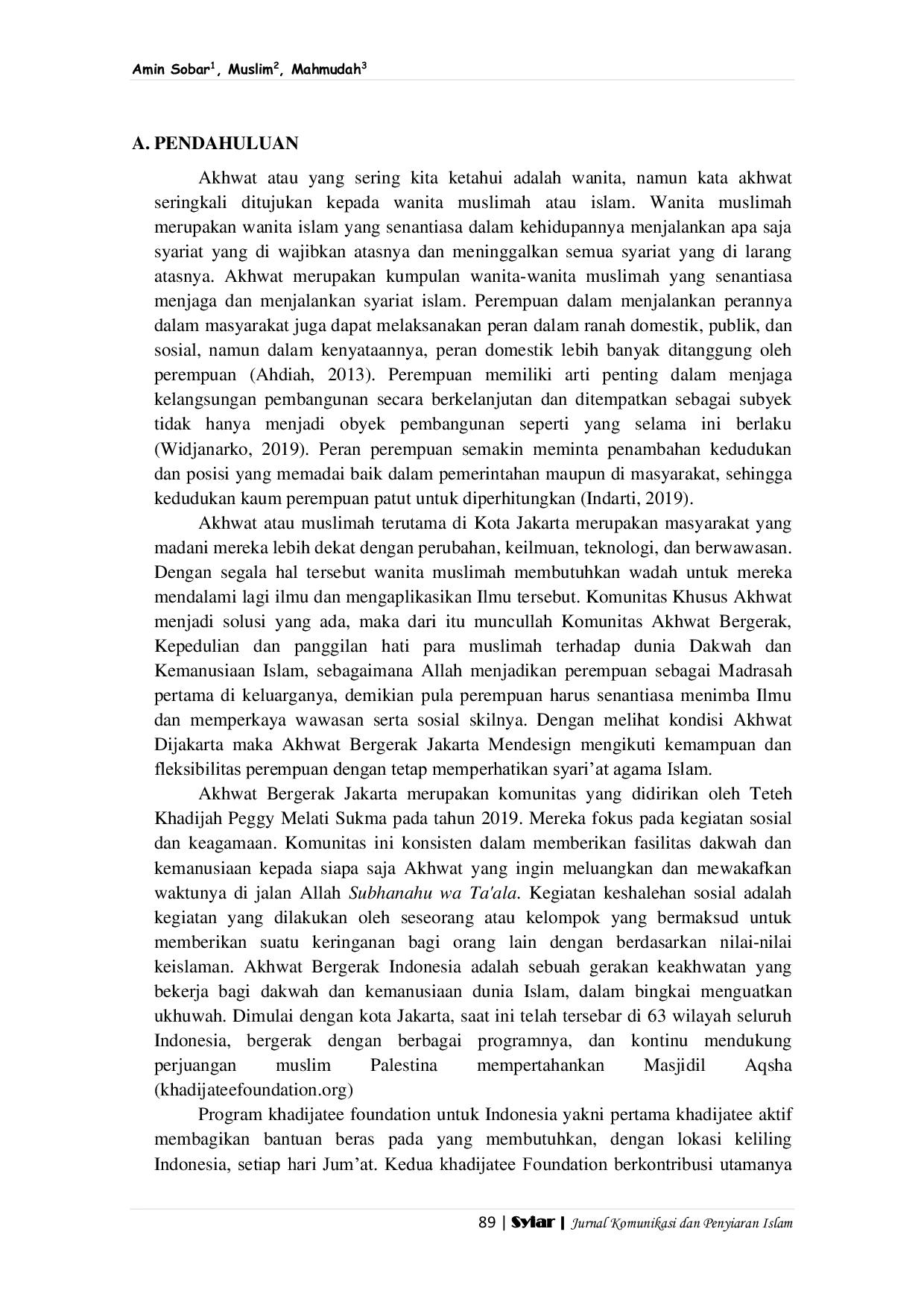 JURIS Peran Akhwat Bergerak Indonesia Dalam Kegiatan Sosial Dan Keagamaan