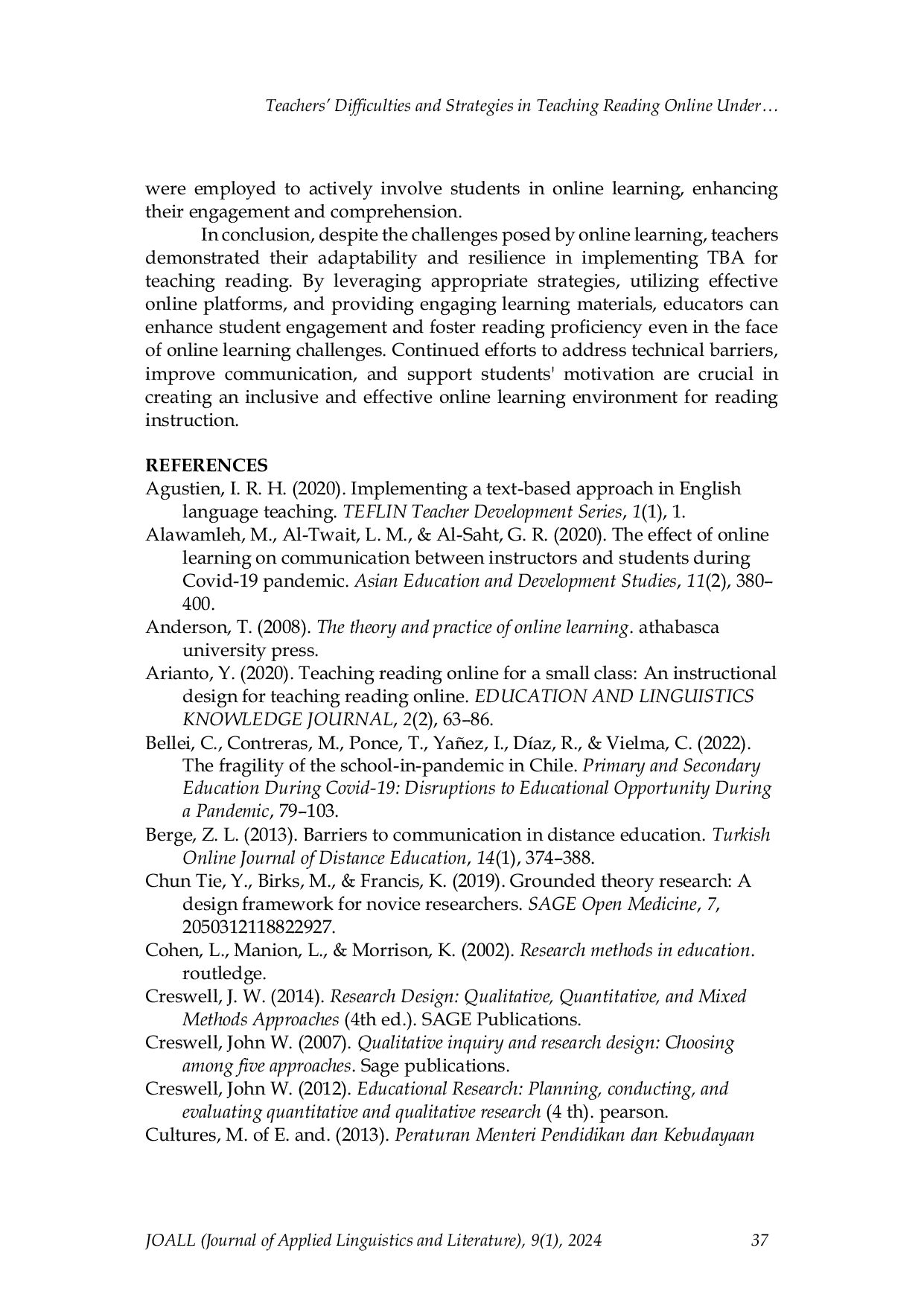 JURIS Teachers difficulties and strategies in teaching reading online under text based approach