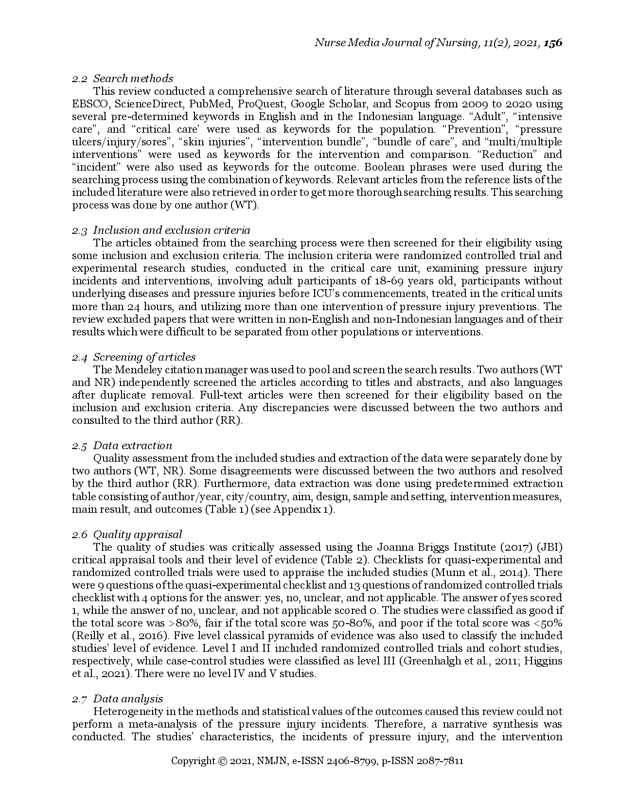 juris Effects and Interventions of Pressure Injury Prevention Bundles of Care in Critically Ill Patients A Systematic Review