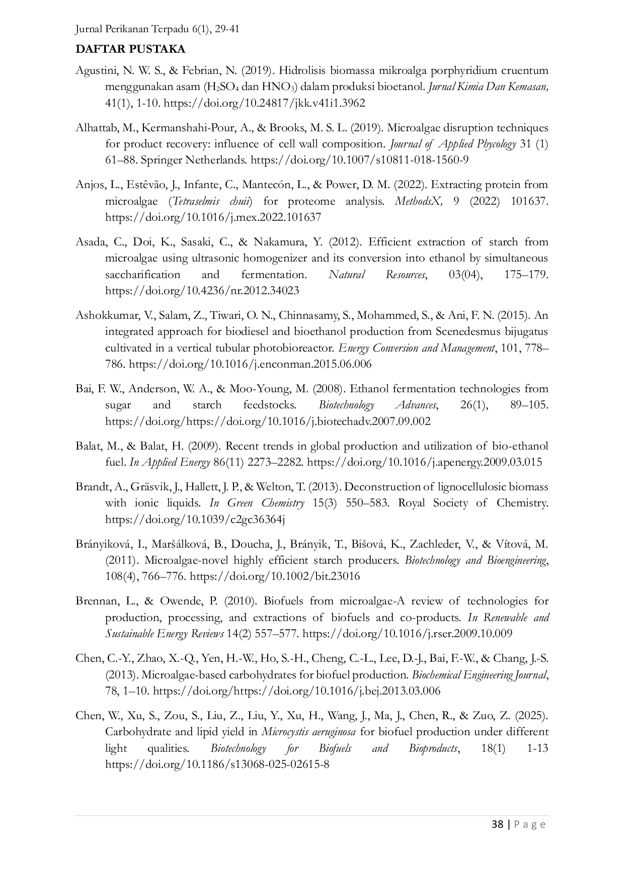 JURIS Fermentasi Etanol Berbahan Baku Biomassa Mikroalga Bebas Lipid Studi Pendahuluan