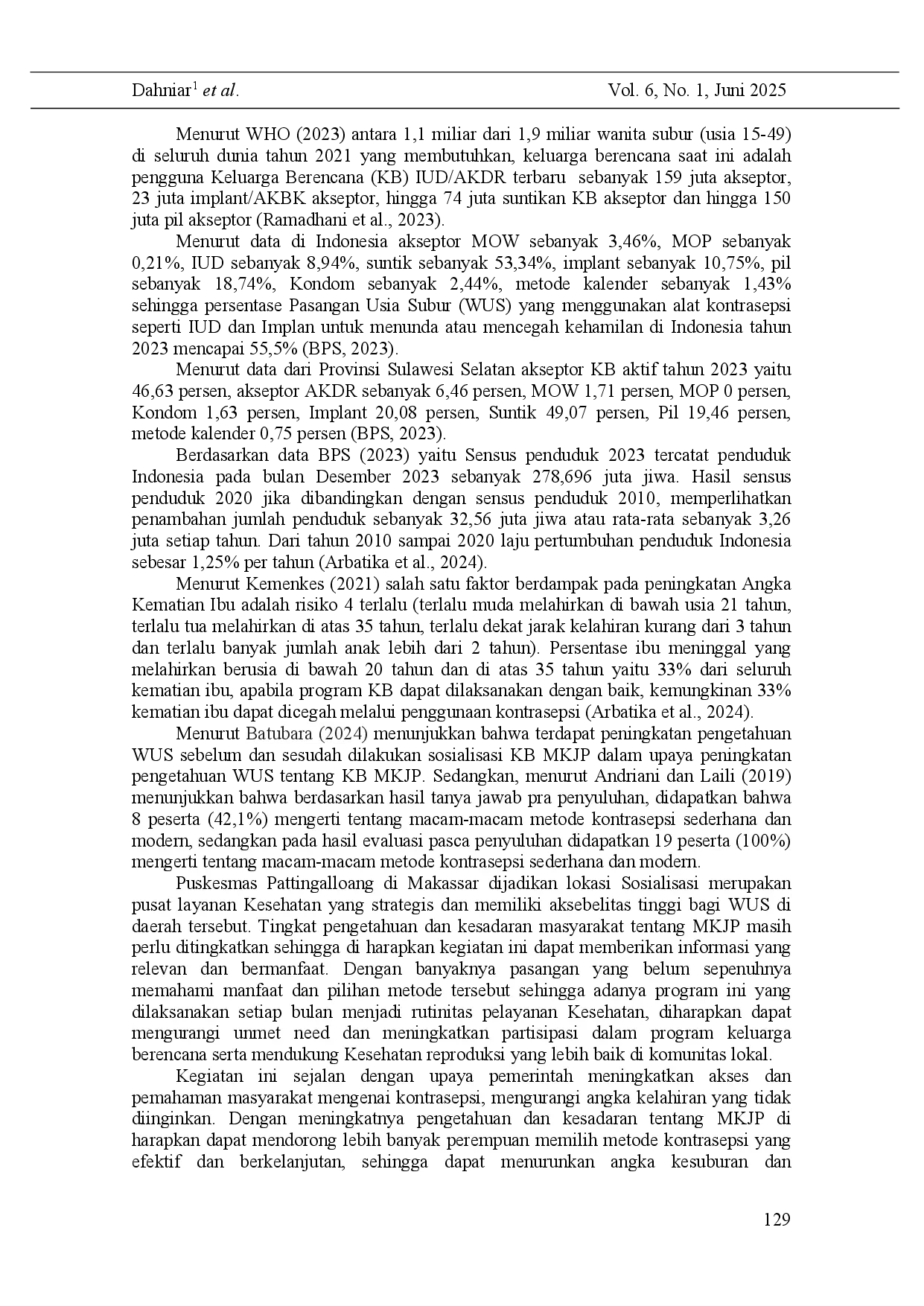 juris Socialization of the Use of Long Term Contraceptive Methods LTCM in Women of Reproductive Age WRA