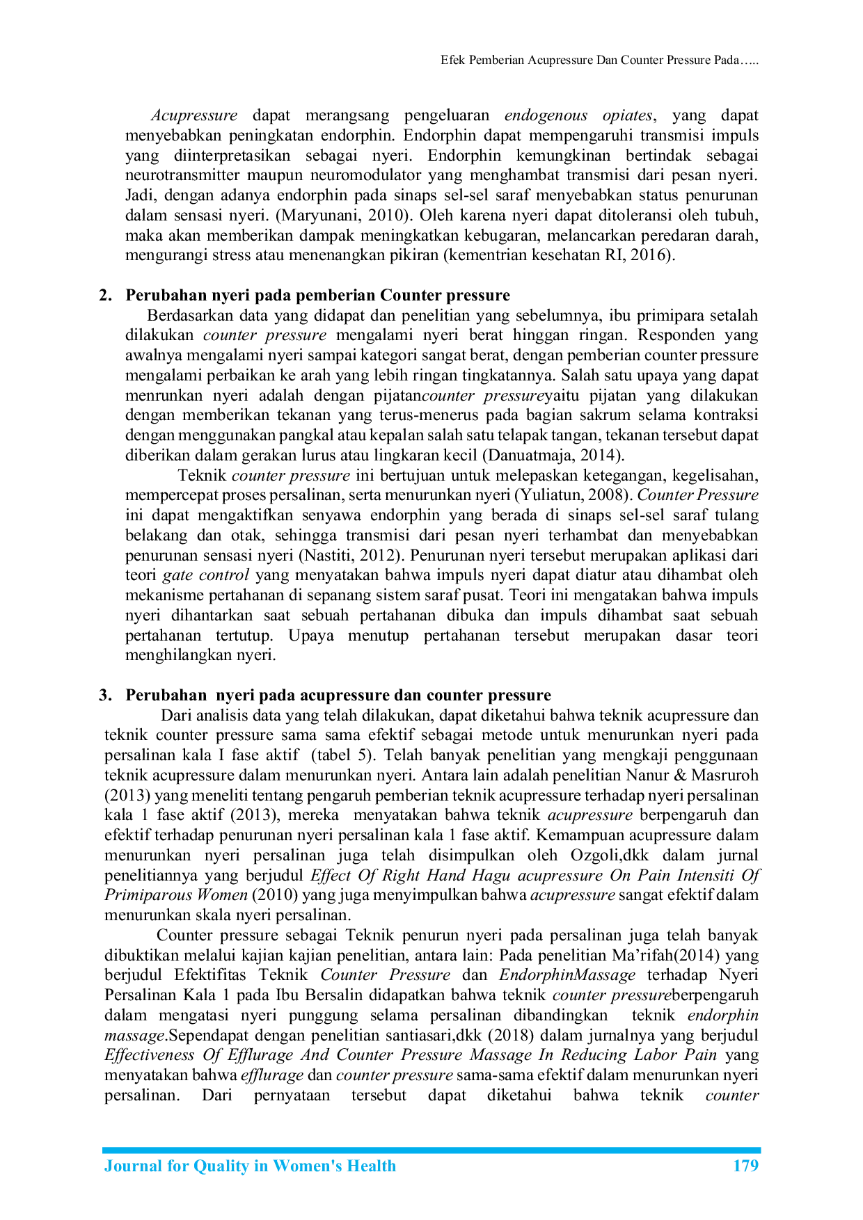 JURIS Efek Pemberian Acupressure Dan Counter Pressure Pada Nyeri Kala I Fase Aktif Ibu Primipara Di RS Aura Syifa Kabupaten Kediri