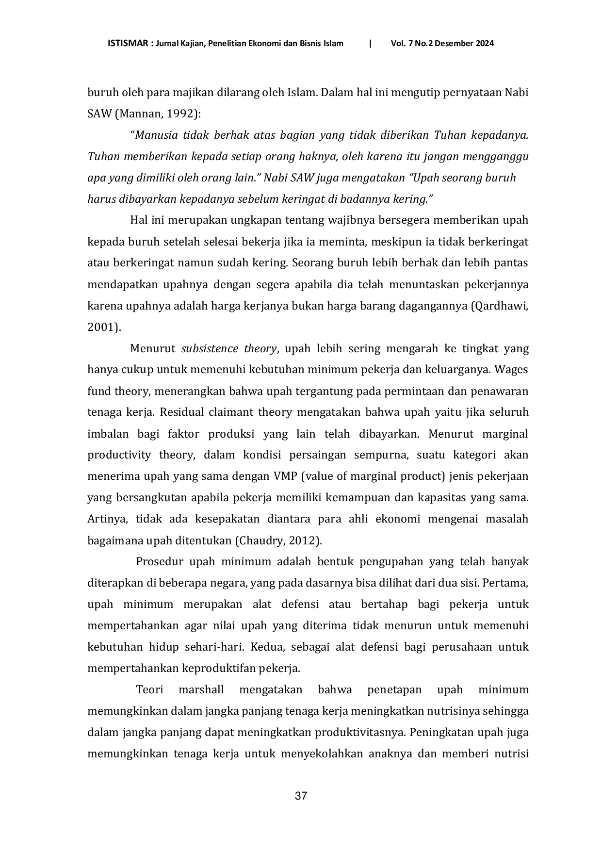JURIS Upah Perspektif Islam Dalam Pengembangan Ekonomi