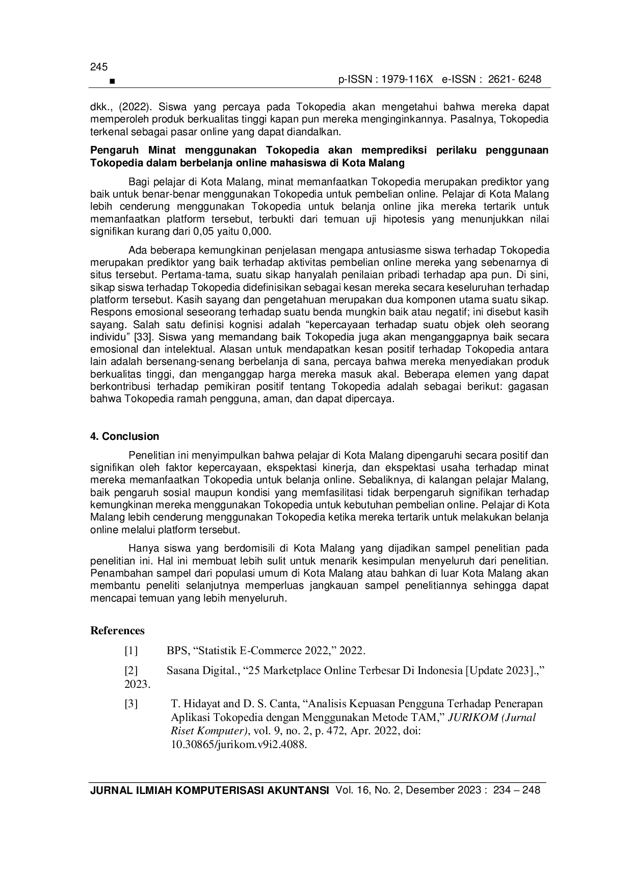 JURIS PENDEKATAN UTAUT UNTUK MENGANALISIS PENGGUNAAN PLATFORM TOKOPEDIA DALAM BELANJA ONLINE Studi pada Mahasiswa di Kota Malang