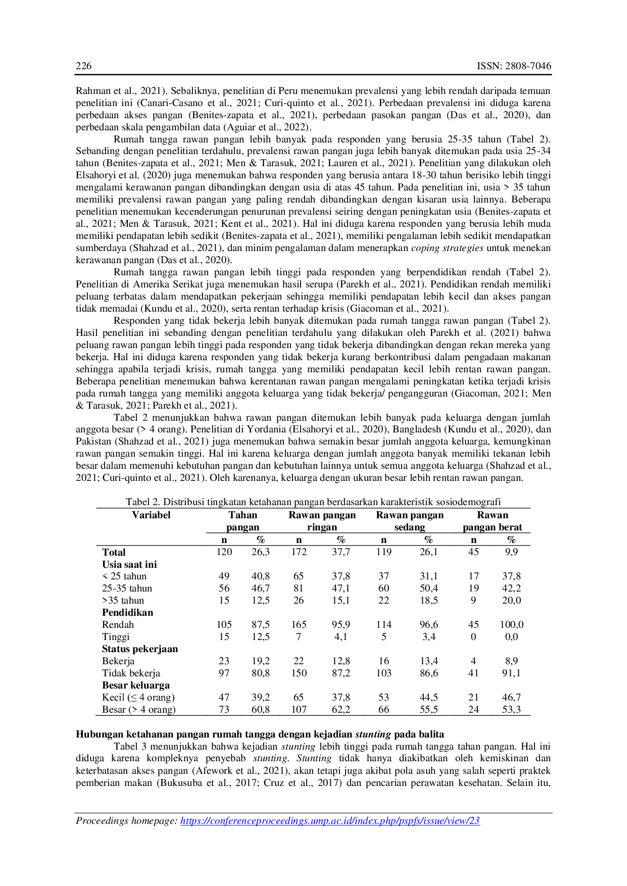 JURIS Prevalensi Ketahanan Pangan dan Hubungannya dengan Kejadian Stunting pada Rumah Tangga di Daerah Rawan Pangan