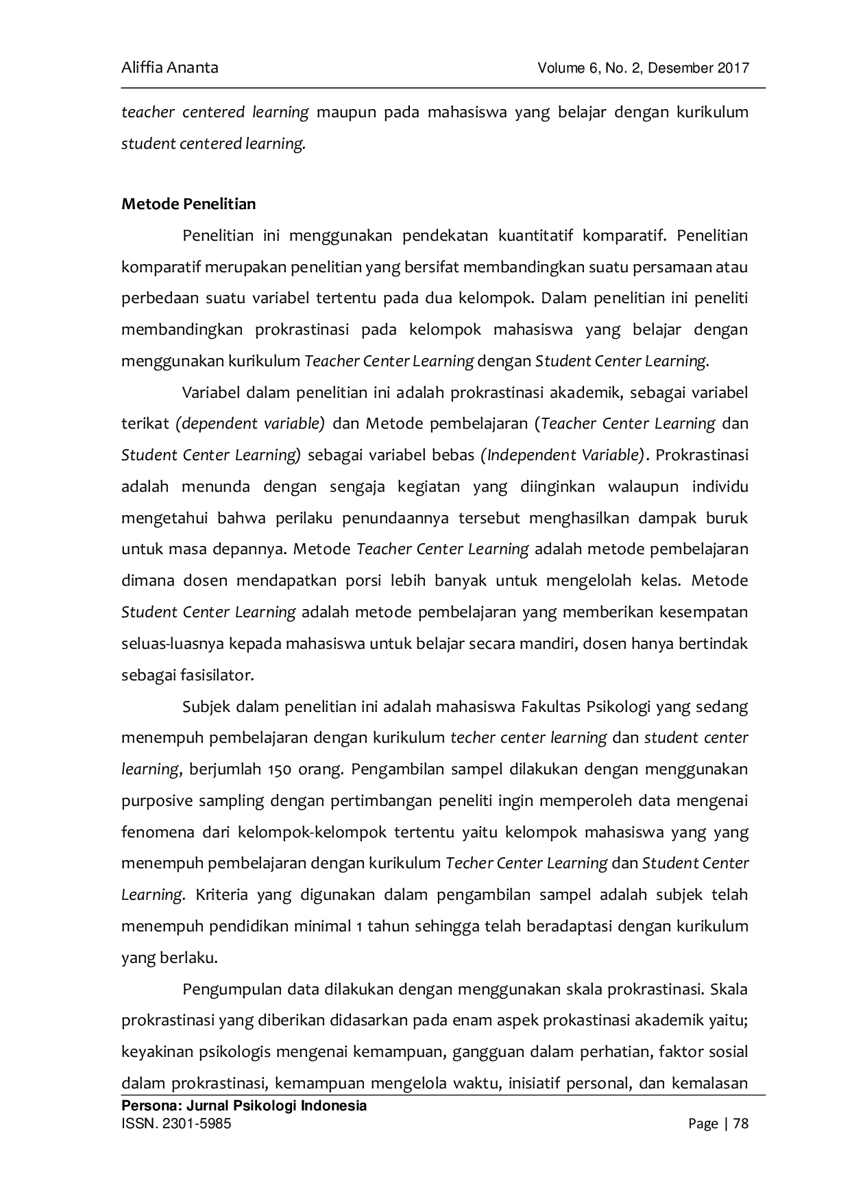 JURIS Perbedaan Tingkat Prokrastinasi Pada Mahasiswa Ditinjau Dari Metode Pembelajaran