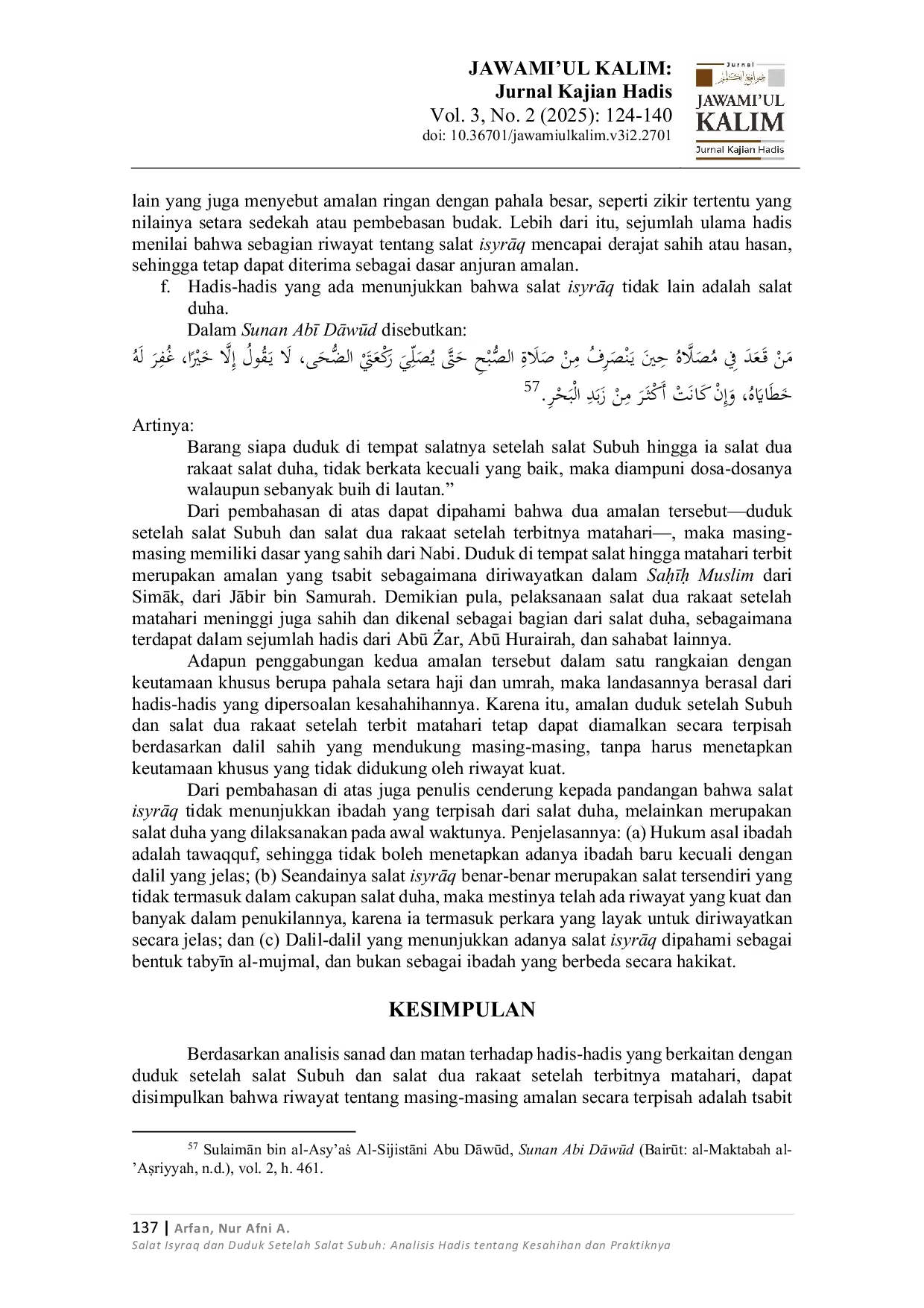 JURIS Salat Isyraq dan Duduk Setelah Salat Subuh Analisis Hadis tentang Kesahihan dan Praktiknya The Ishraq Prayer and Post Fajr Sitting A Hadith Based Analysis of Authenticity and Practice