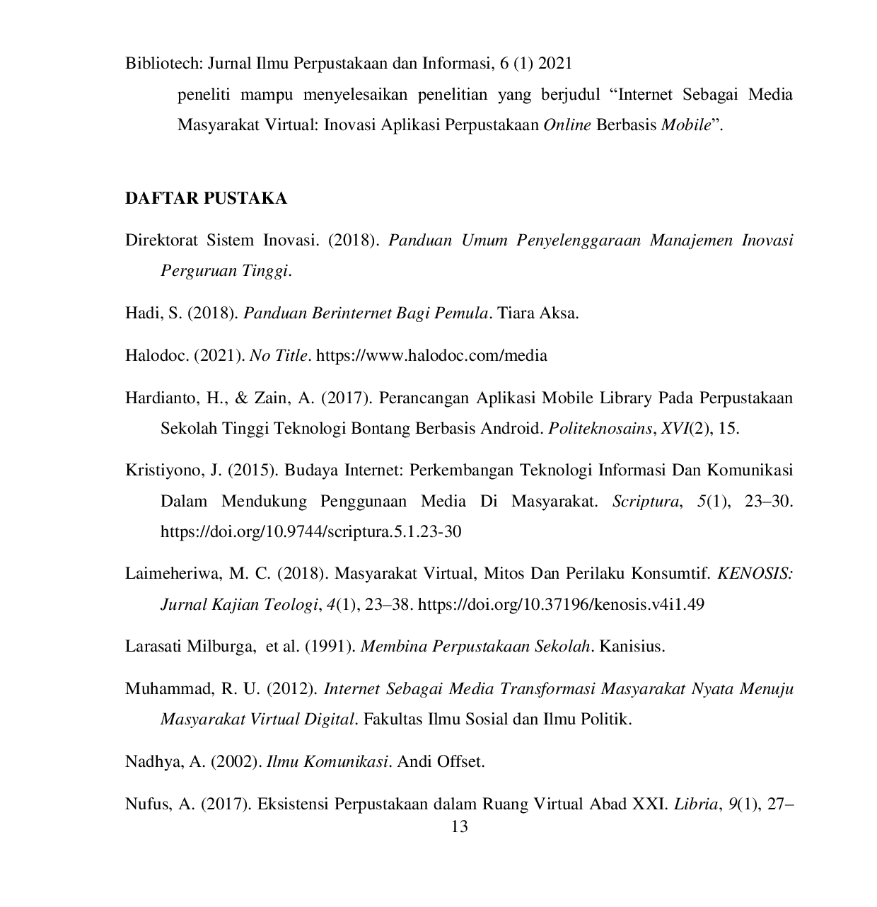 JURIS Internet Sebagai Media Masyarakat Virtual Inovasi Aplikasi Perpustakaan Online Berbasis Mobile