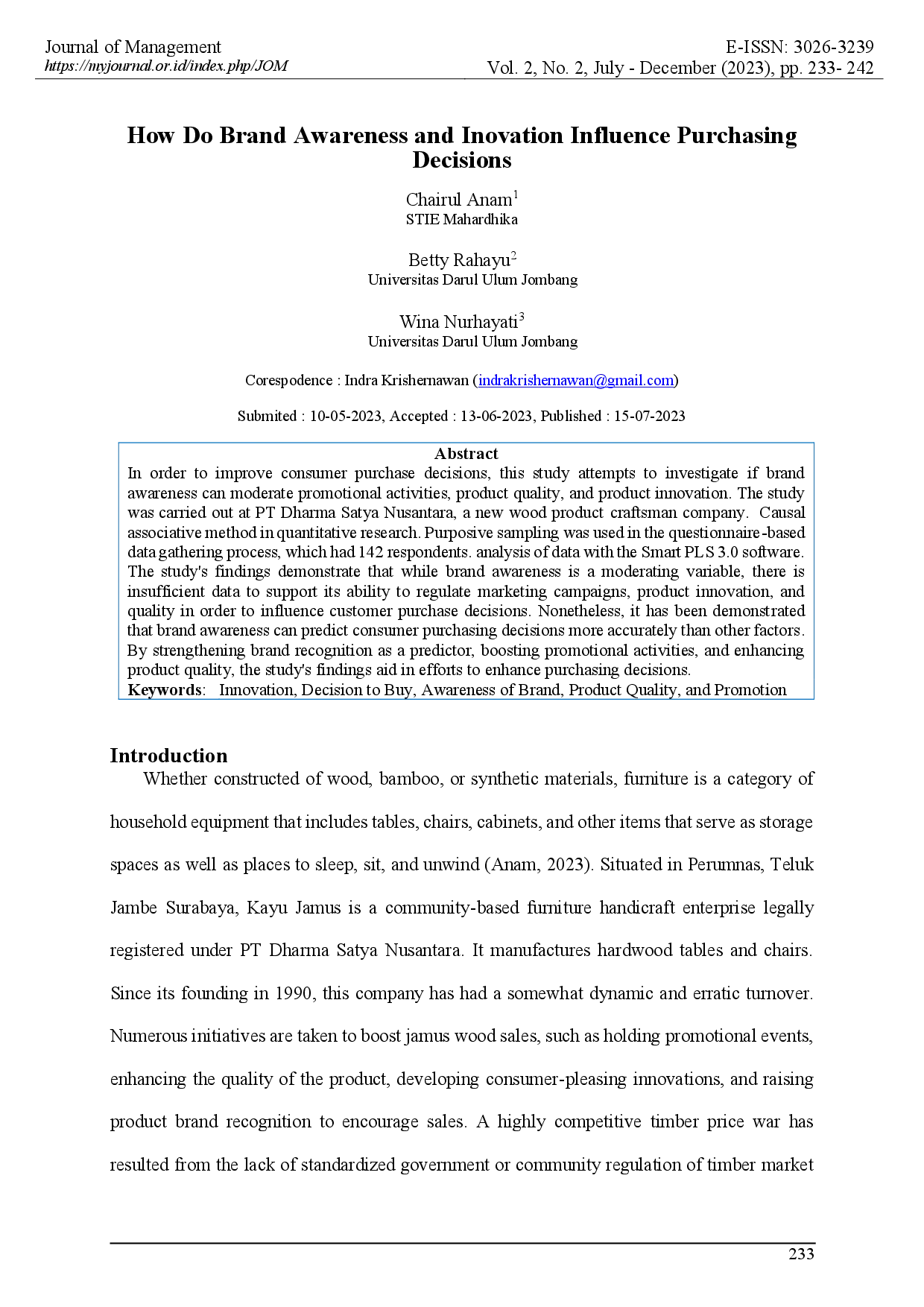 juris How Do Brand Awareness and Inovation Influence Purchasing Decisions