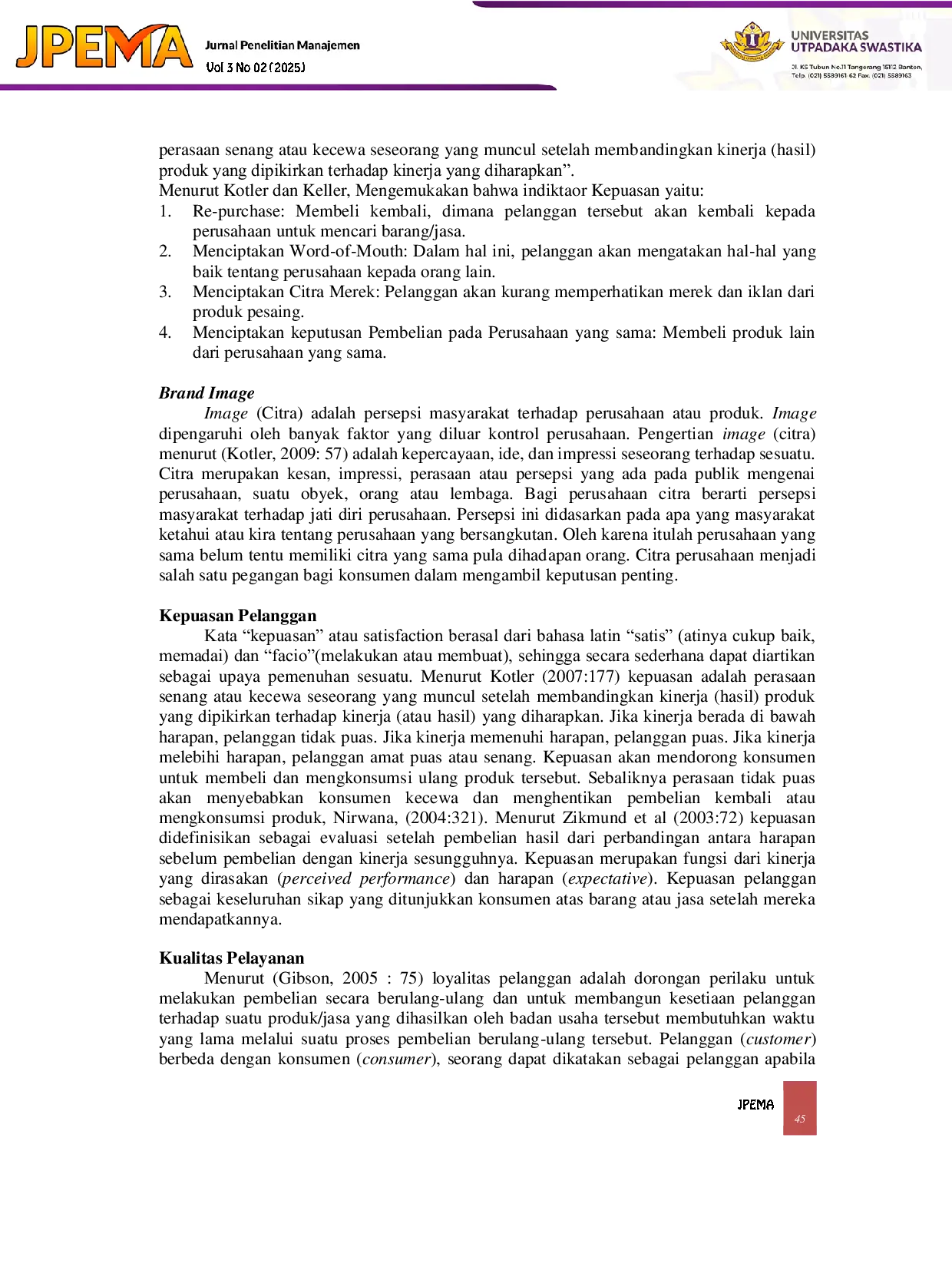 JURIS Pengaruh Brand Image Kepuasan Pelanggan Terhadap Loyalitas Pelanggan Pt Wahanaartha Ritelindo