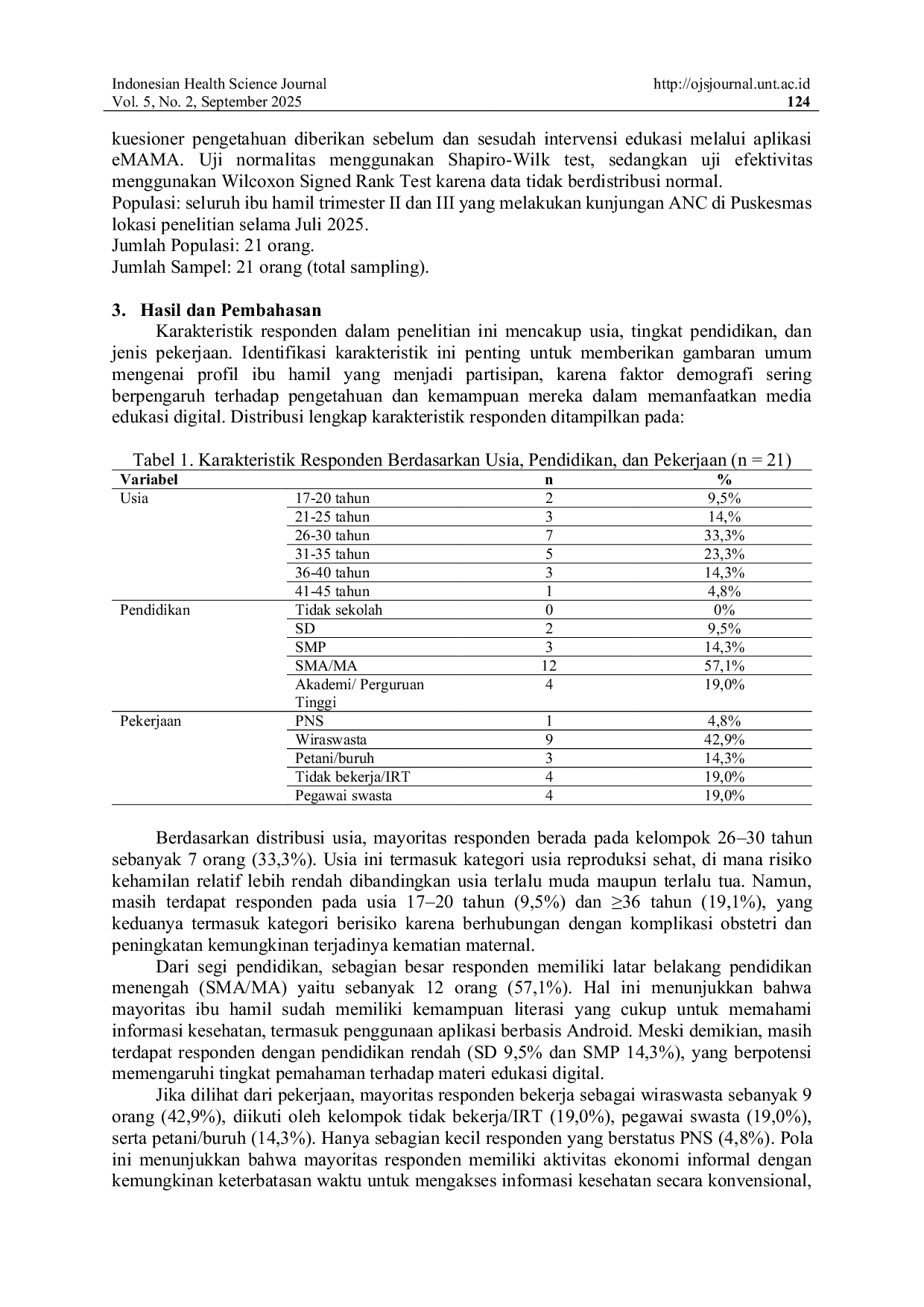 JURIS Edukasi eMAMA dalam Meningkatkan Pengetahuan Ibu Hamil terhadap faktor Risiko Kematian Maternal