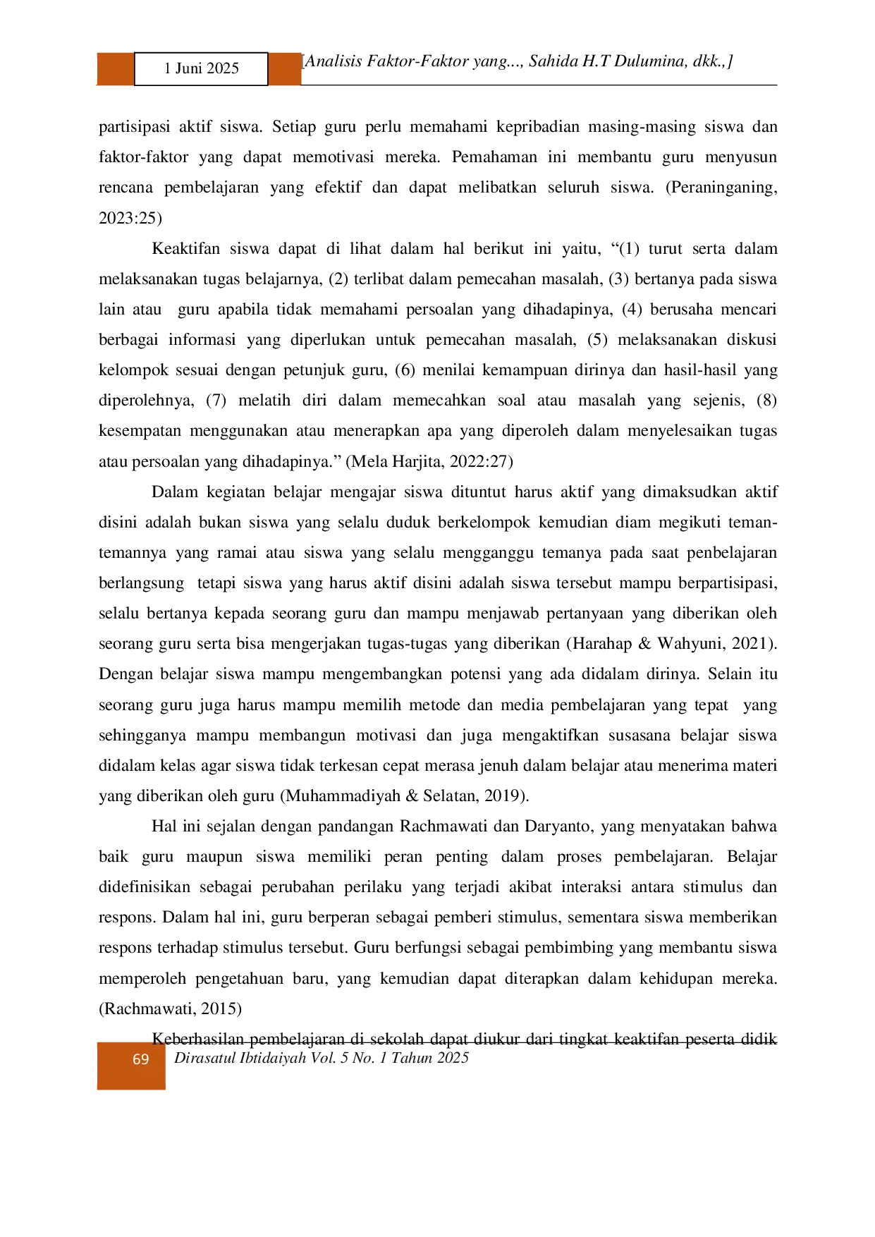 JURIS Analisis Faktor Faktor Yang Mempengaruhi Keaktifan Siswa Dalam Pembelajaran Ipa Di Kelas V