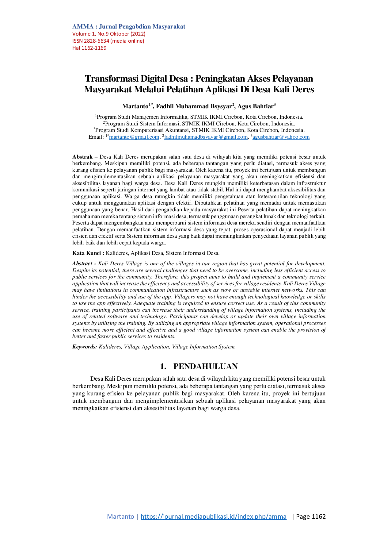 JURIS Transformasi Digital Desa Peningkatan Akses Pelayanan Masyarakat Melalui Pelatihan Aplikasi Di Desa Kali Deres