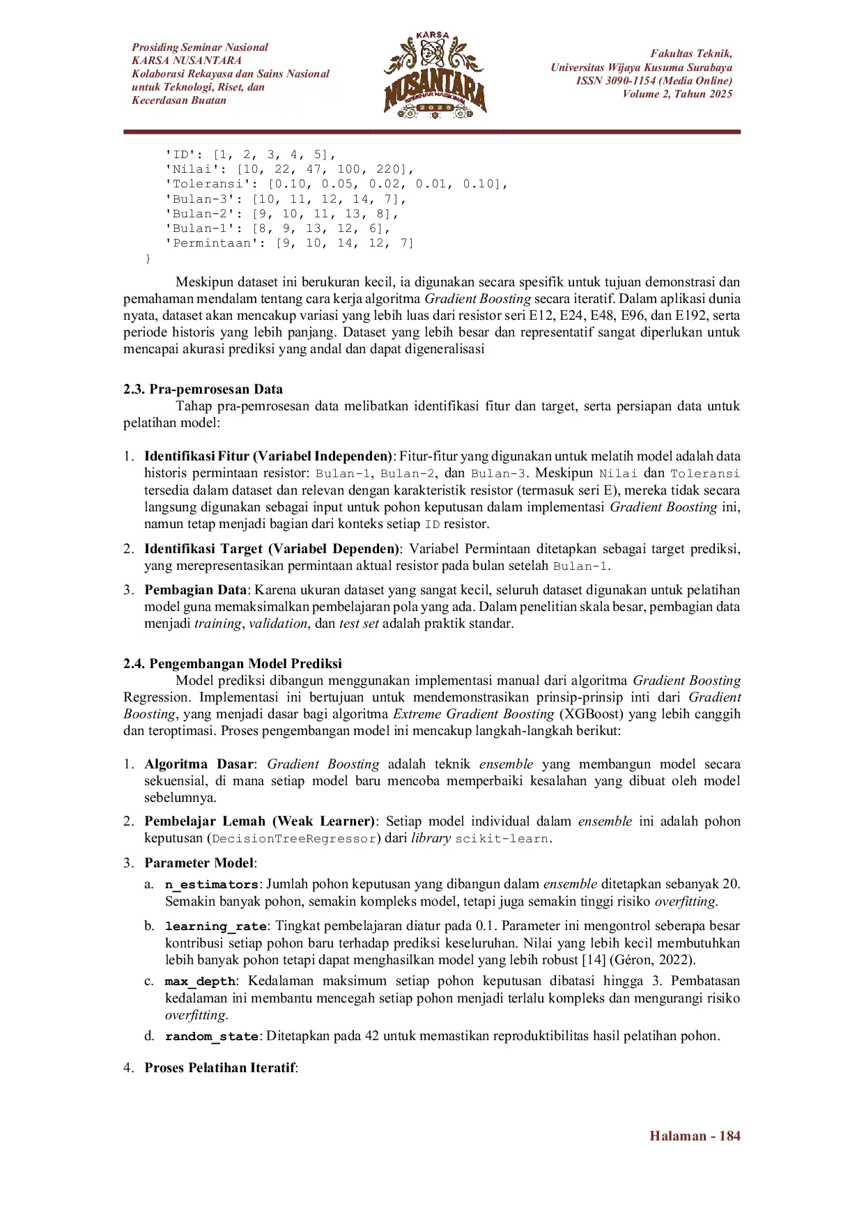 JURIS Prediksi Permintaan Resistor Menggunakan Implementasi Manual Gradient Boost Untuk Optimasi Inventaris