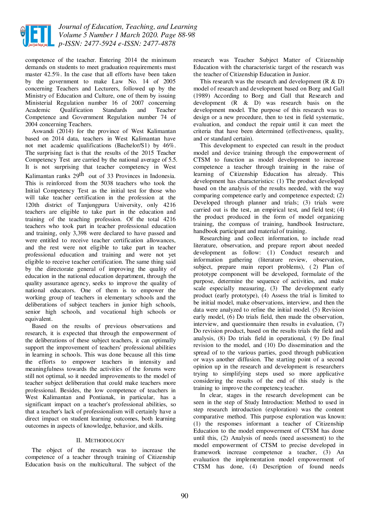 juris The Model Development Training to Increase Competence of Teacher on Education of Citizenship Based on Multiculture