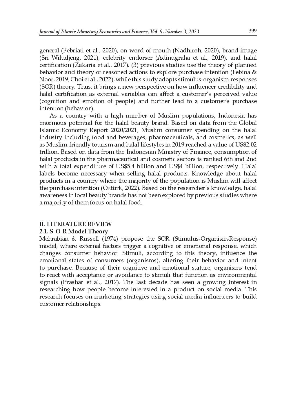 juris Purchase Intention of Halal Local Beauty Brand During COVID 19 The Role of Influencers Credibility and Halal Awareness