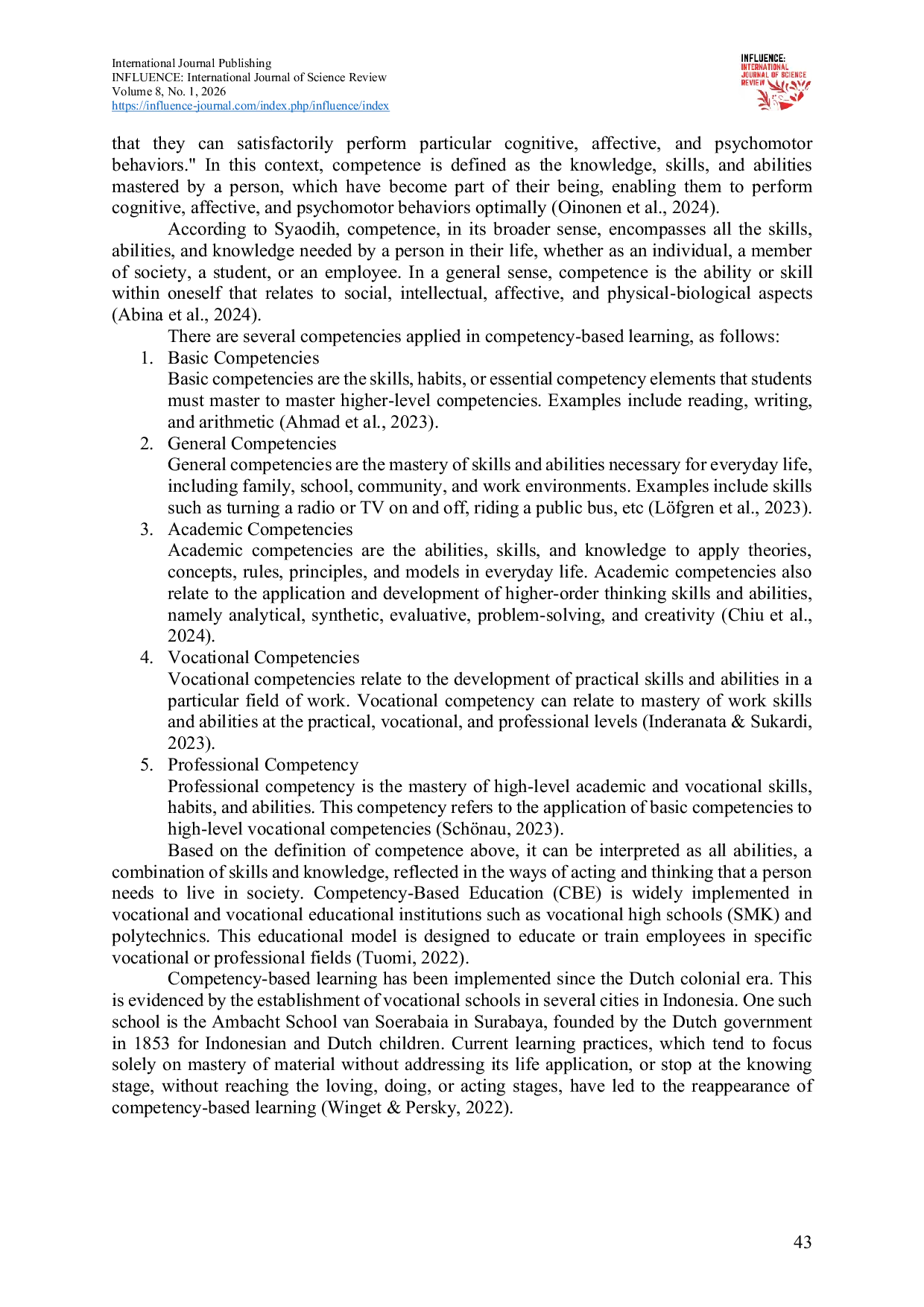 JURIS Competency Based Learning in Maritime Vocational Higher Education A Systematic Literature Review