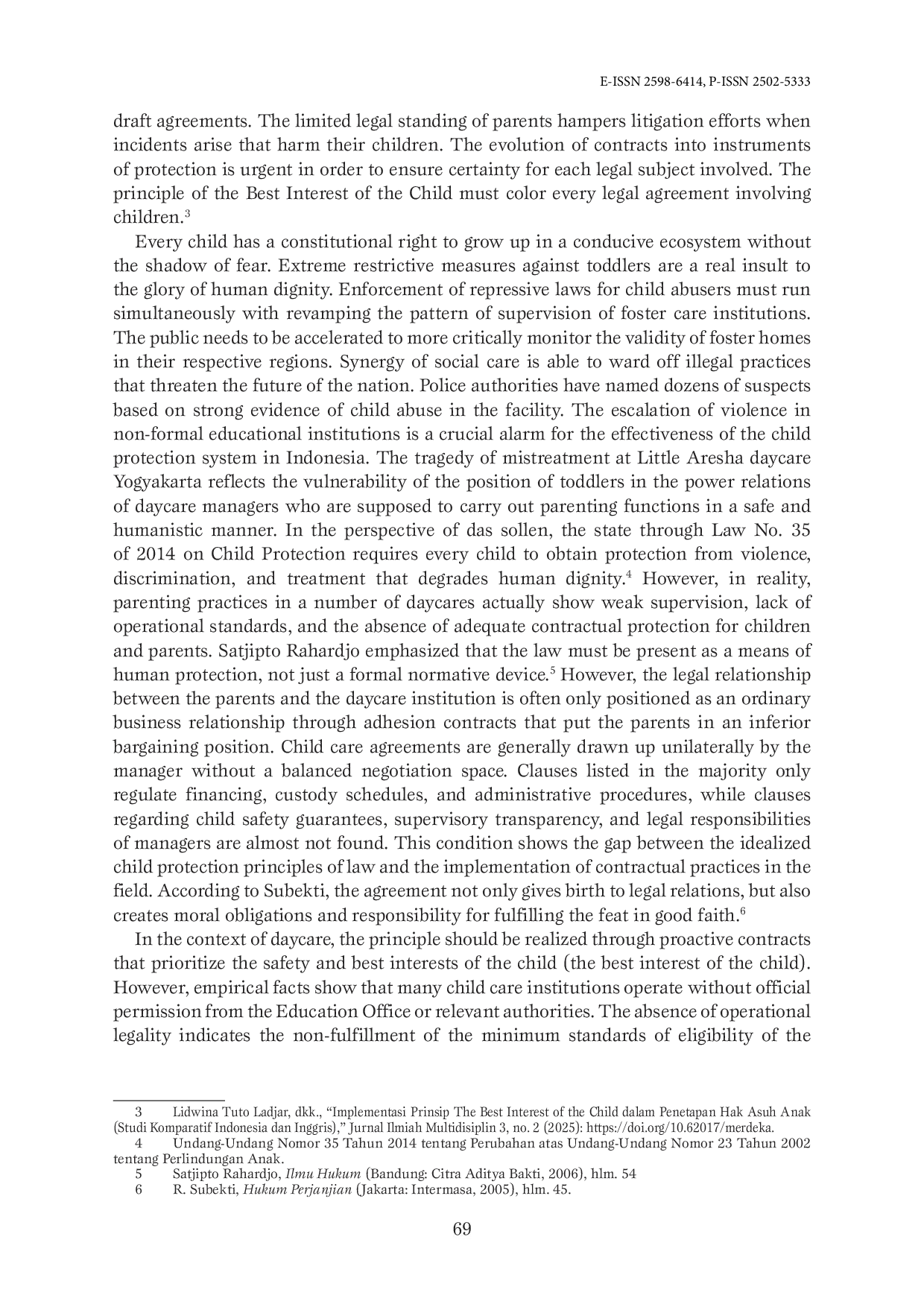 JURIS Strengthening the Protection of Children in Adhesion Daycare Contracts Through the Integration of Duty of Care and Vicarious Liability