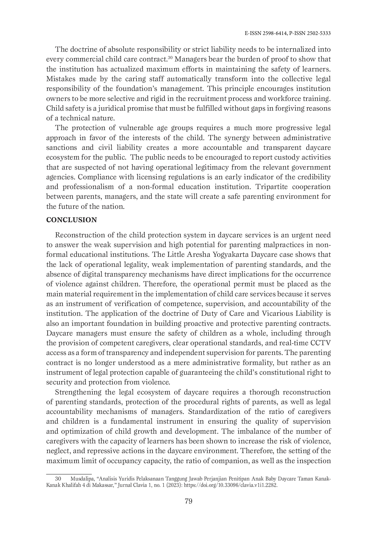 JURIS Strengthening the Protection of Children in Adhesion Daycare Contracts Through the Integration of Duty of Care and Vicarious Liability