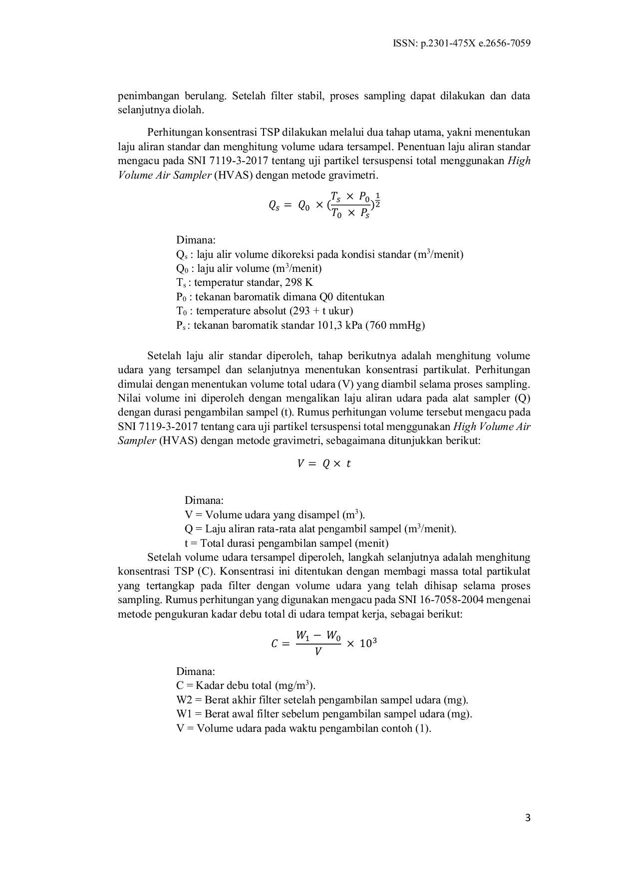 JURIS Analisis Kualitas Udara Laboratorium Teknik Sipil Universitas Islam Indonesia Berdasarkan Parameter TSP Pb dan Cr Total