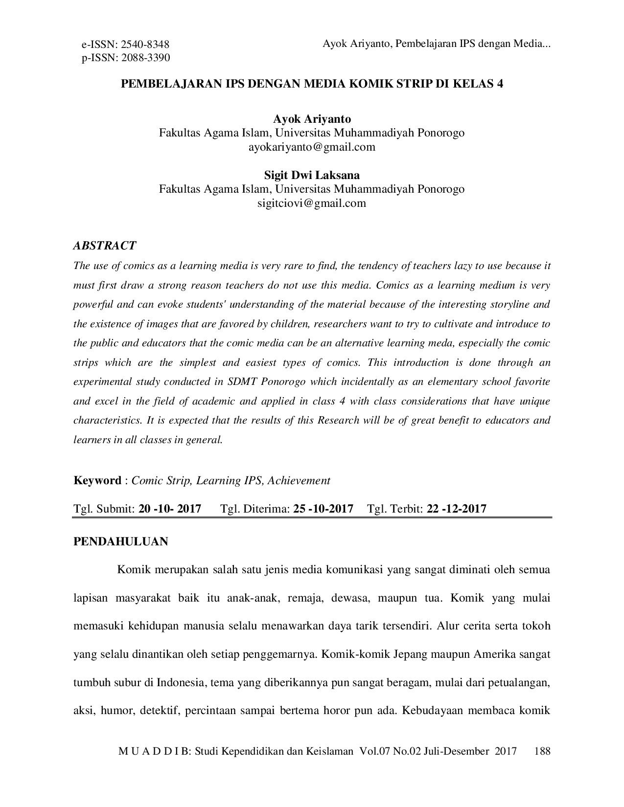 JURIS Pembelajaran IPS dengan Media Komik Strip di Kelas 4